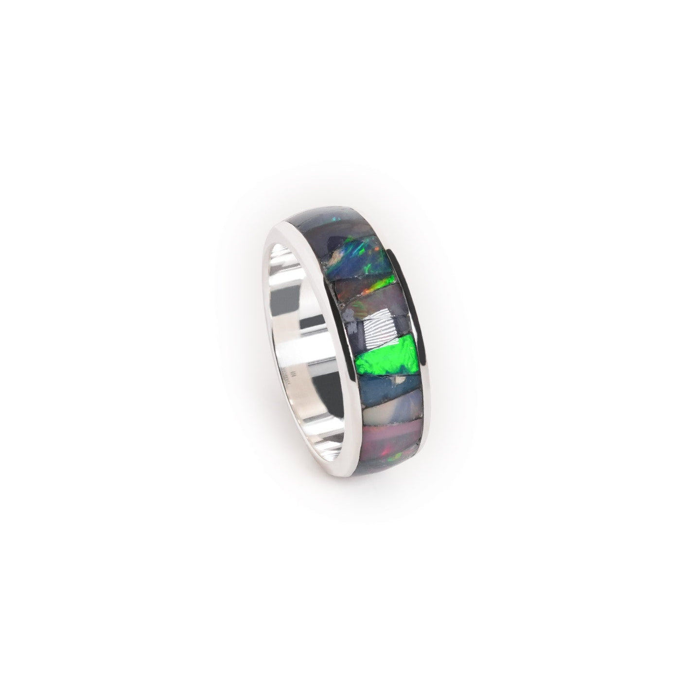 Starborn Natural Ethiopian Opal Inlay Ring in Sterling Silver