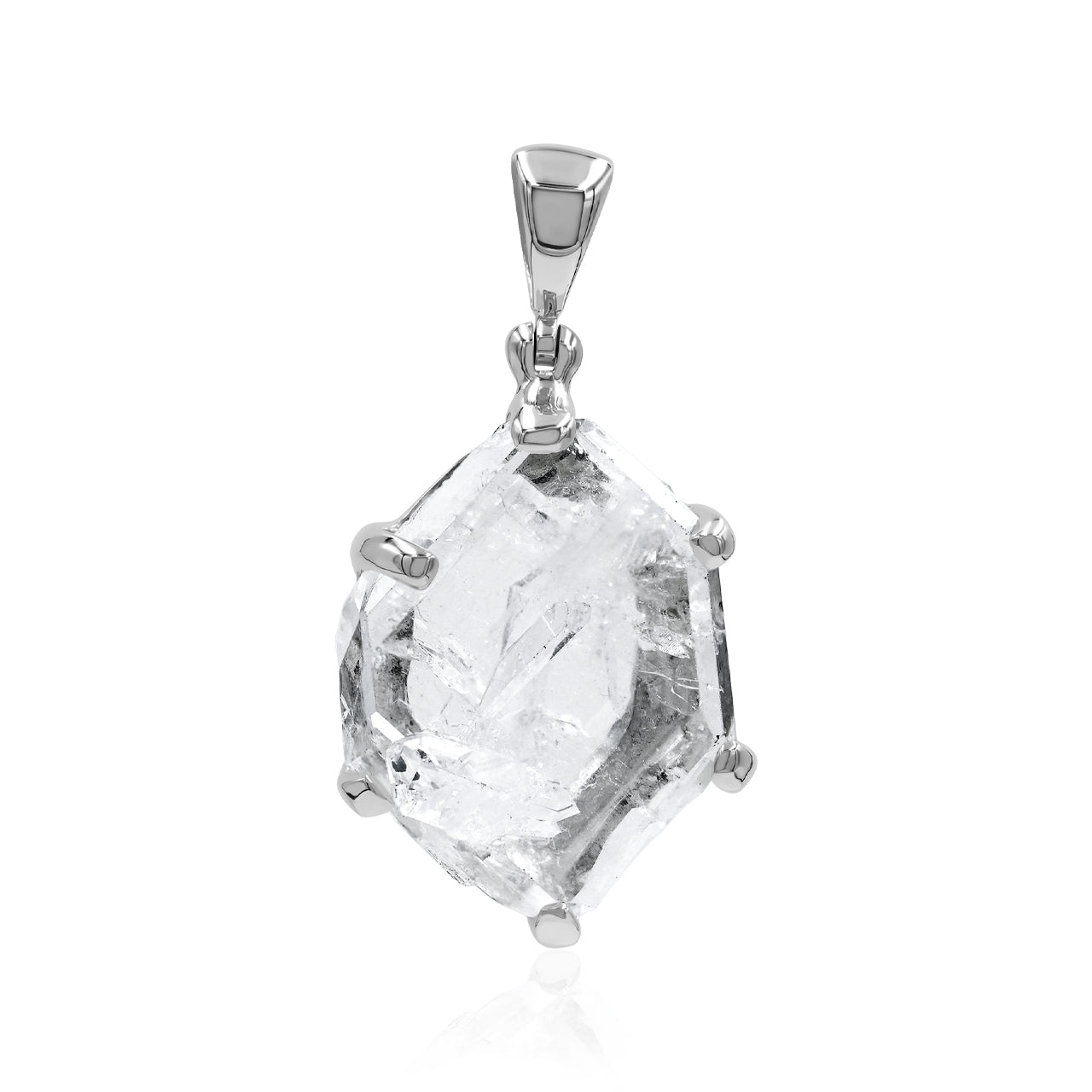 Starborn Faden Quartz Crystal Prong Set Pendant in Fine Sterling Silver