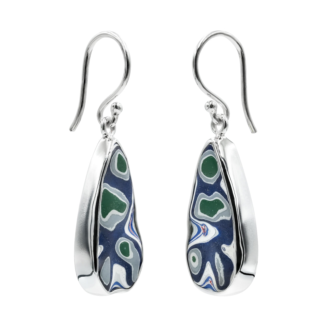 Starborn Blue Fordite Earrings in Sterling Silver