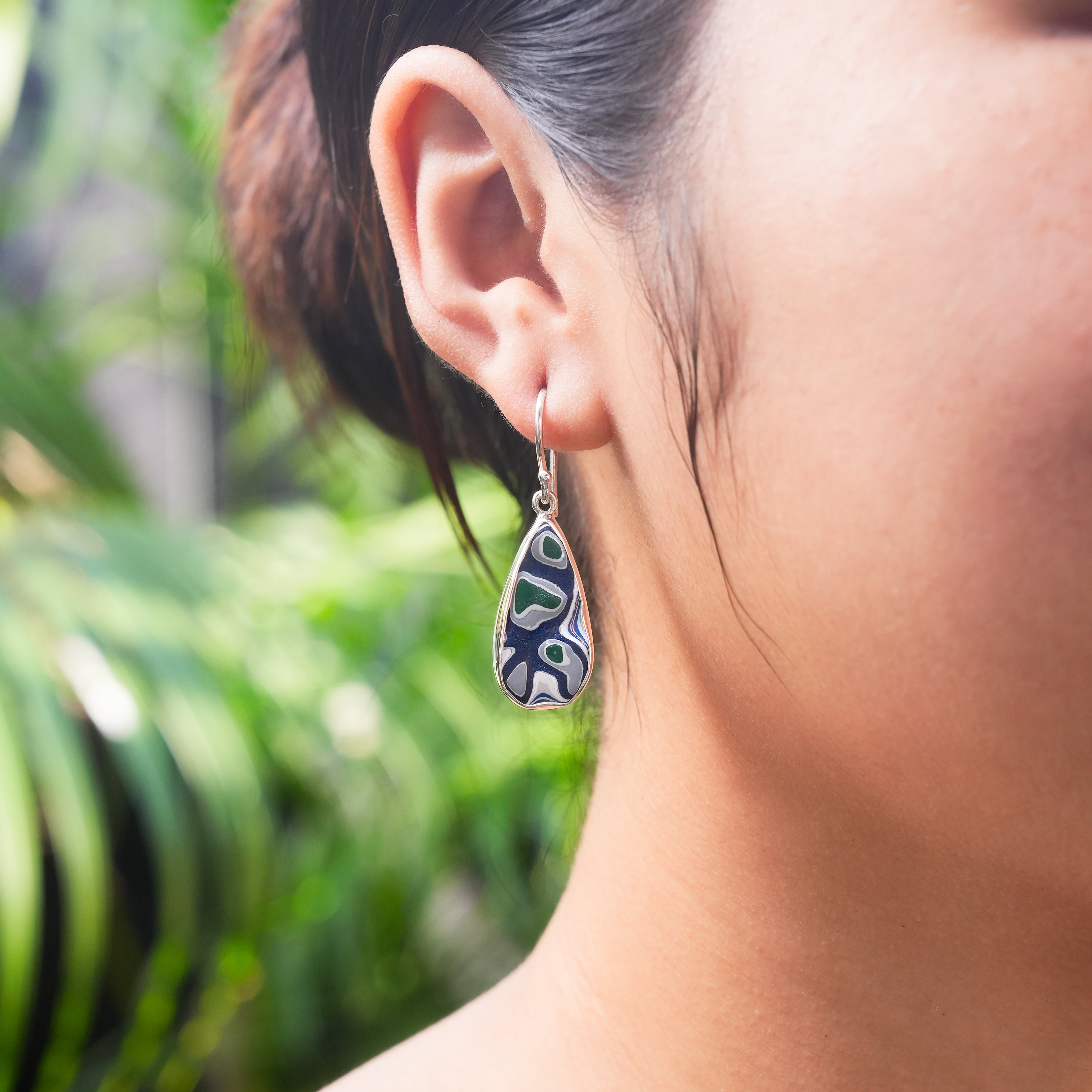 Starborn Blue Fordite Earrings in Sterling Silver