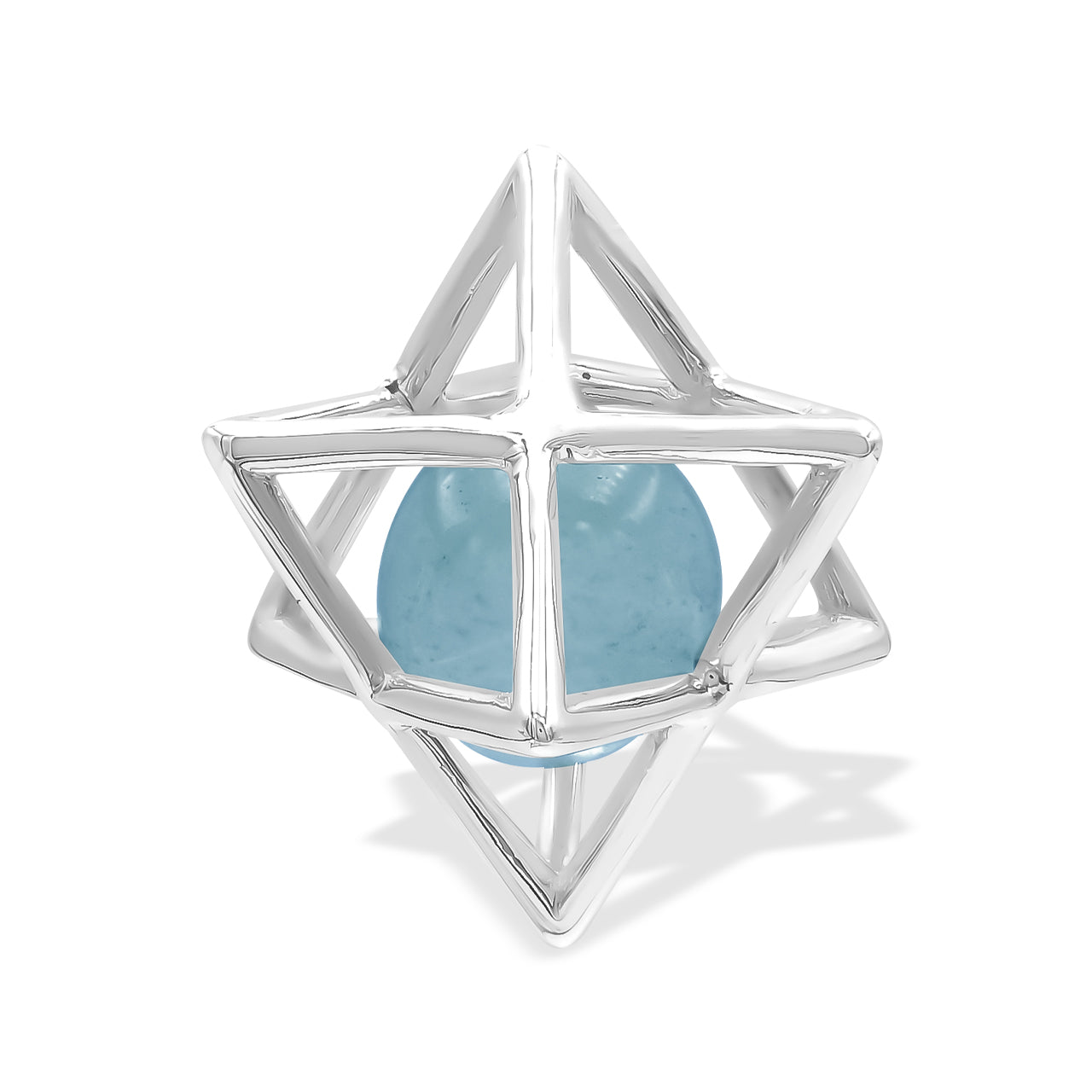 Starborn Merkabah Sterling Silver Cage Pendant and Chain with Fluorite Sphere