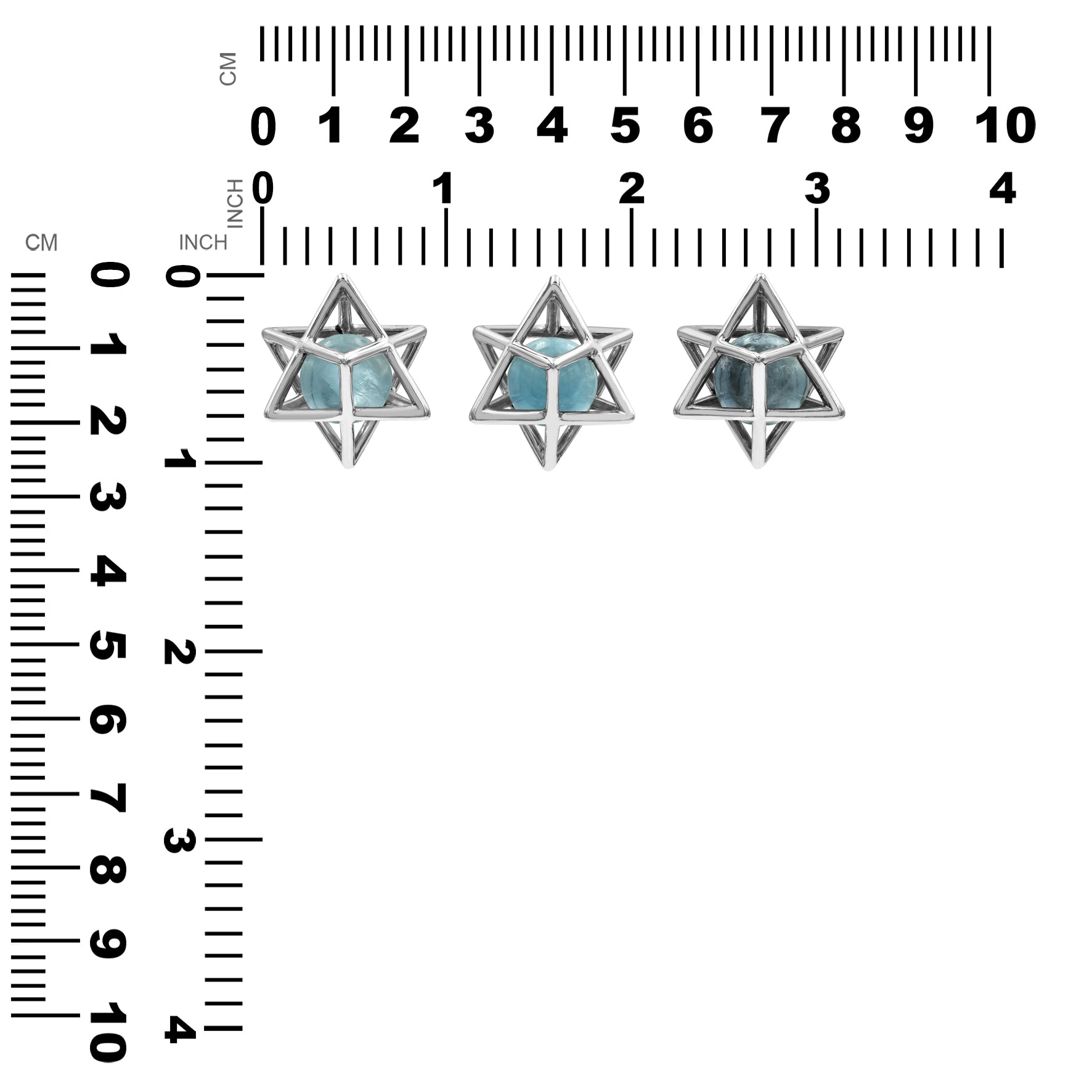 Starborn Merkabah Sterling Silver Cage Pendant and Chain with Fluorite Sphere