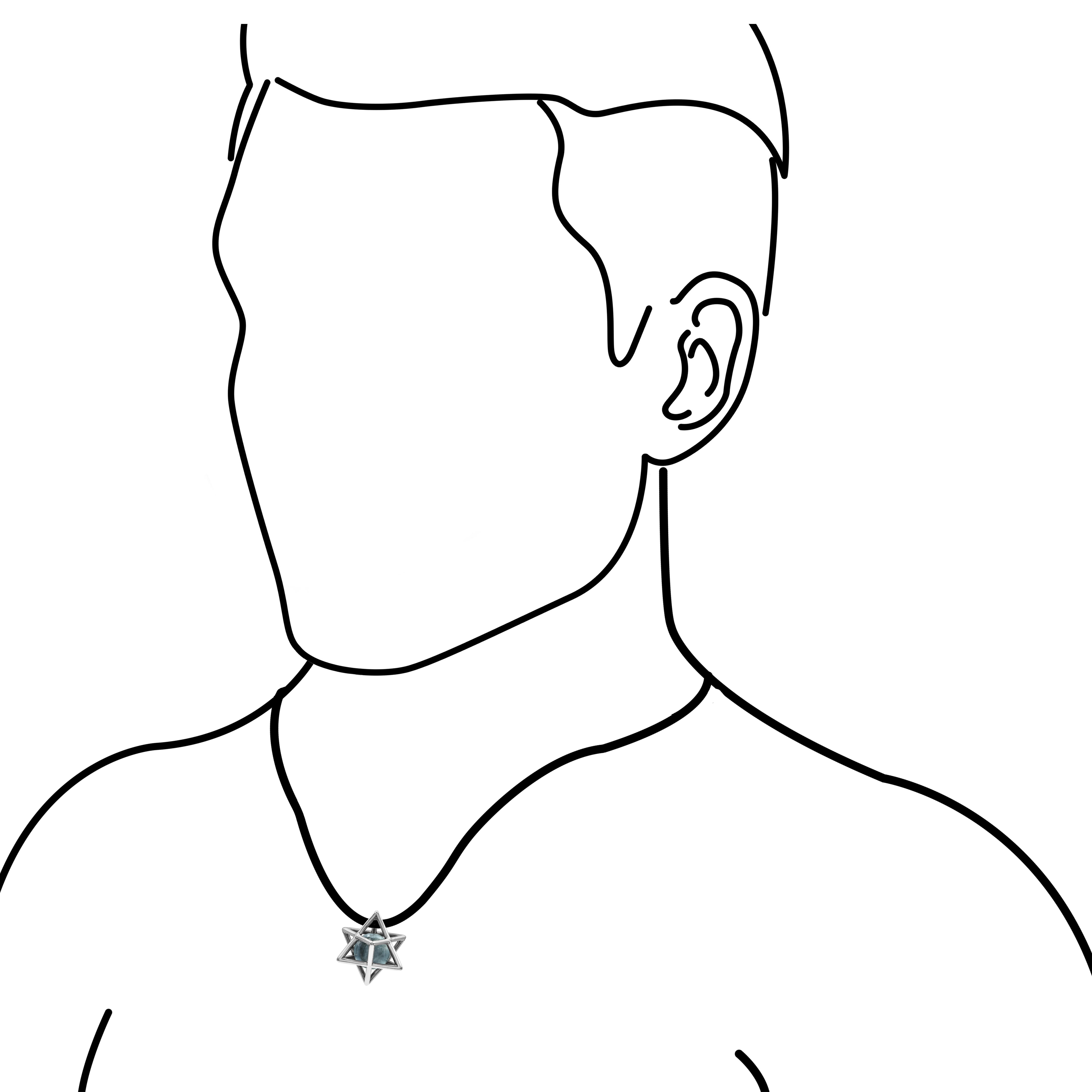 Starborn Merkabah Sterling Silver Cage Pendant and Chain with Fluorite Sphere