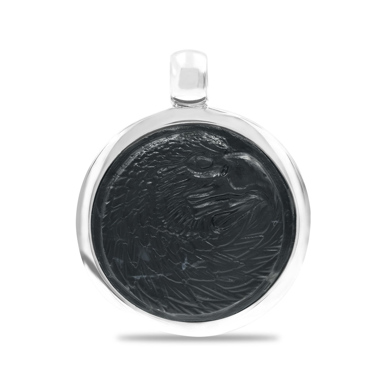 Starborn Anhänger im Medaillon-Stil mit geschnitztem Adlerkopf aus Edelstein in Sterlingsilber