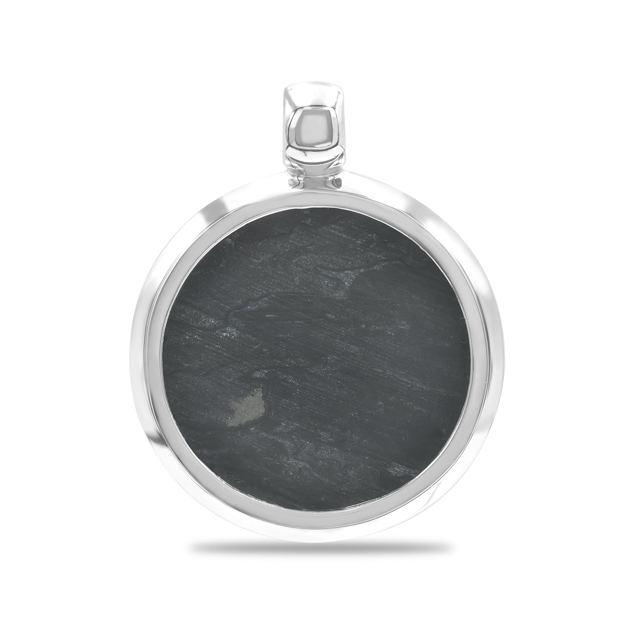 Starborn Fossil Wood Carved Eagle Head Medallion Style Pendant in Sterling Silver