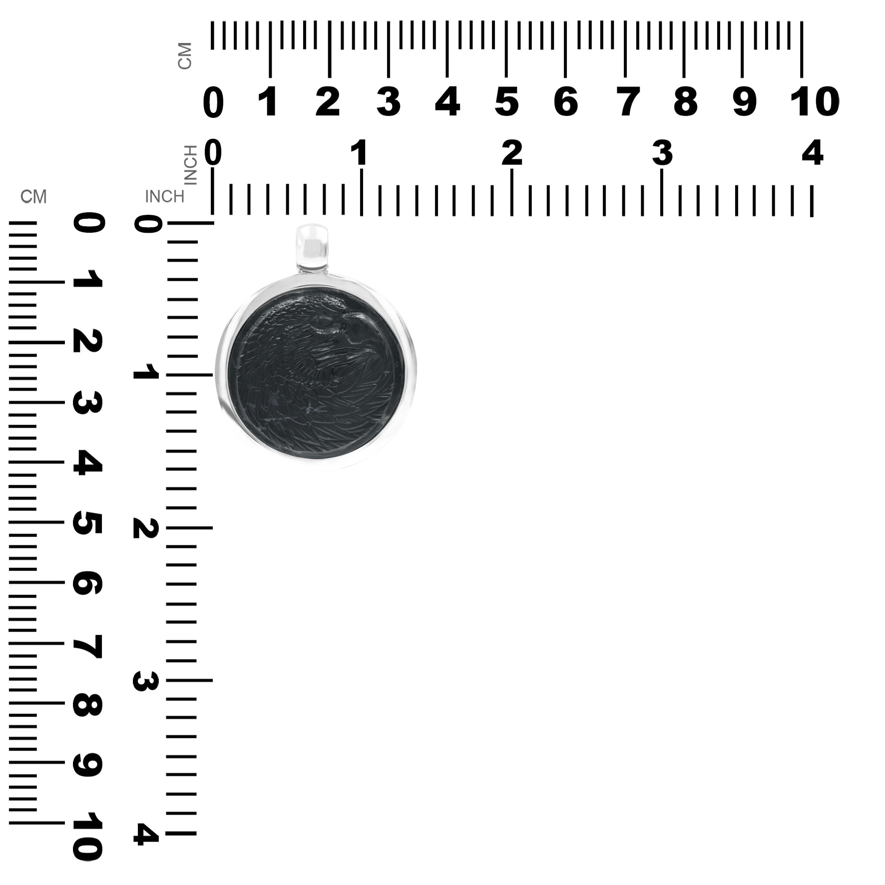 Starborn Fossil Wood Carved Eagle Head Medallion Style Pendant in Sterling Silver