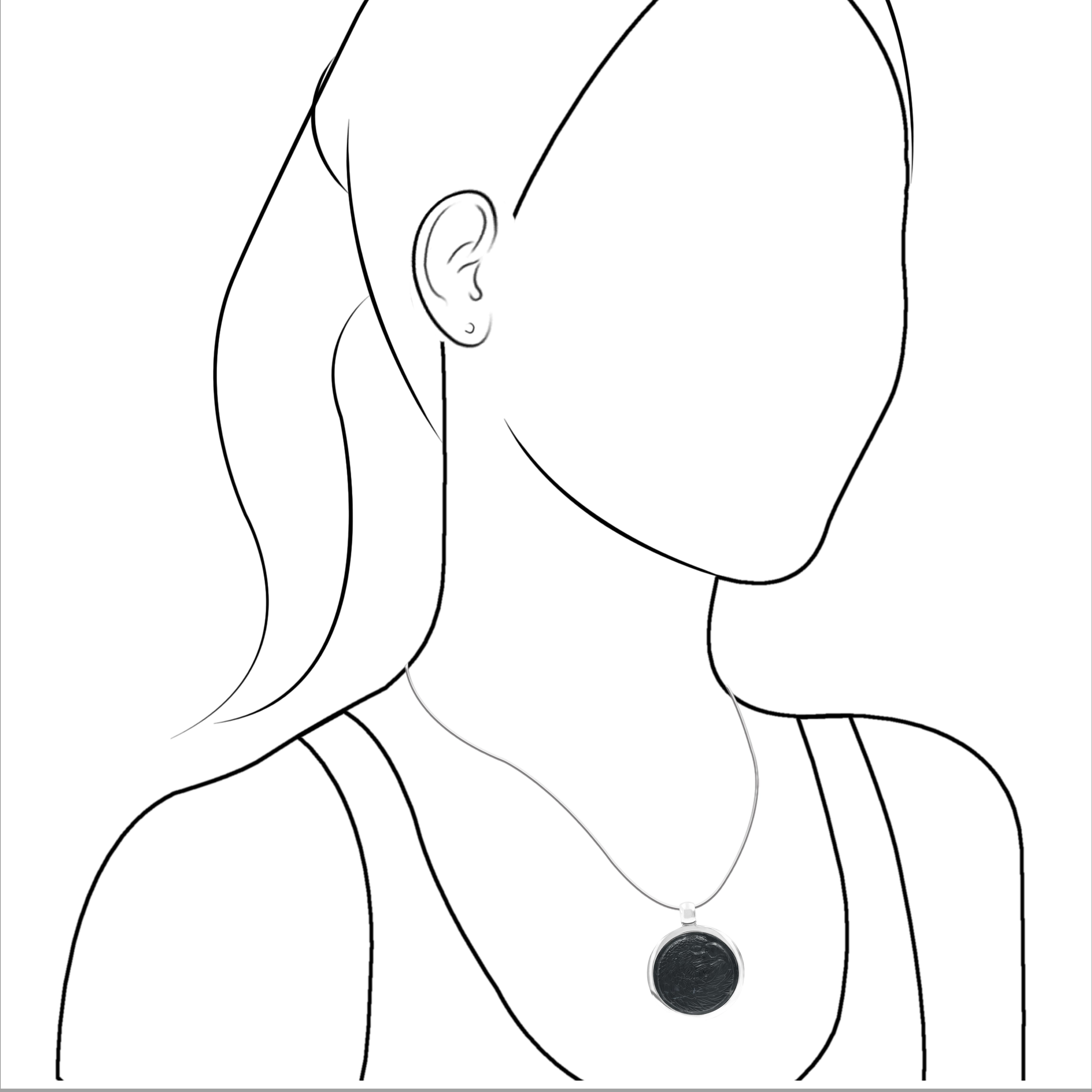 Starborn Fossil Wood Carved Eagle Head Medallion Style Pendant in Sterling Silver