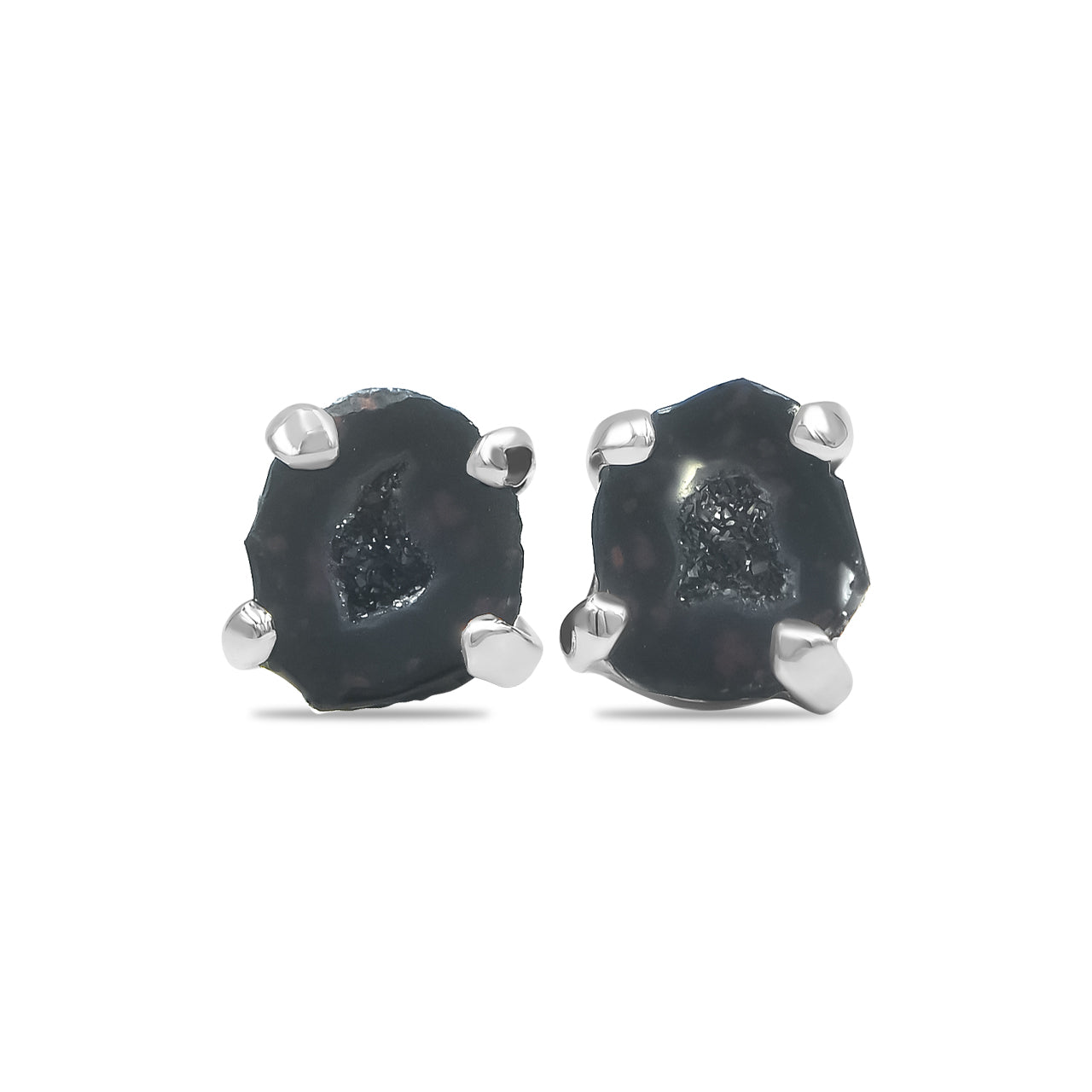Starborn Agate Geode Post Style Earrings in Sterling Silver