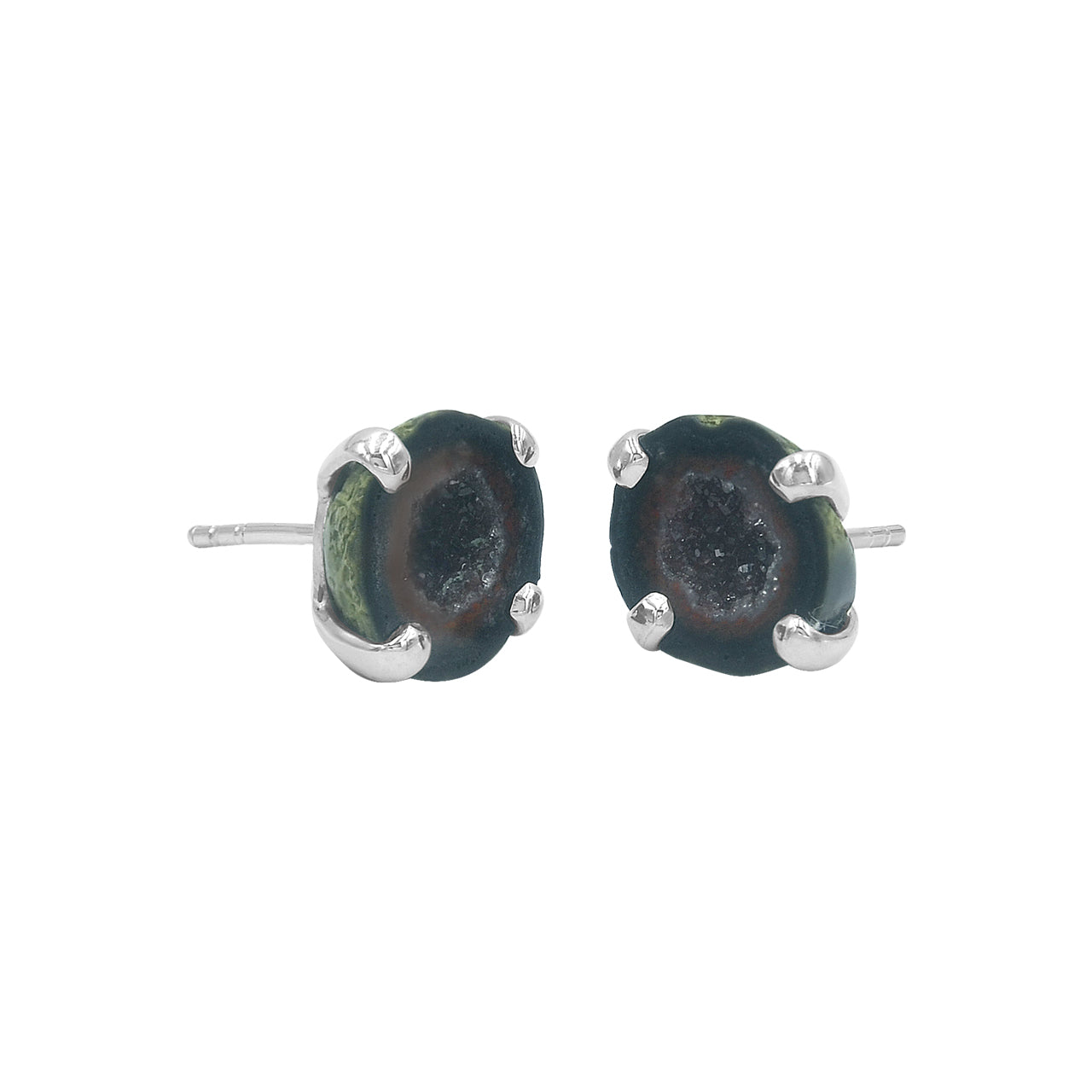 Starborn Agate Geode Post Style Earrings in Sterling Silver
