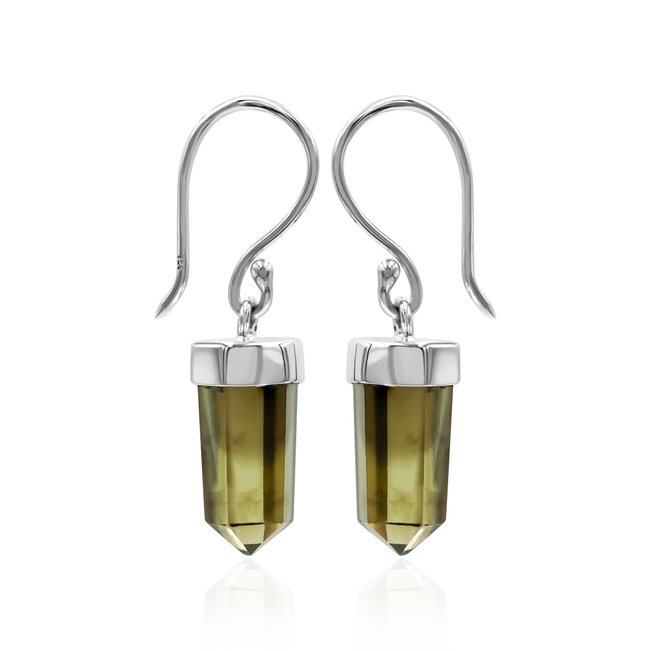 Starborn Phantom Gold Citrine Crystal Dangle Earrings in Sterling Silver - Small