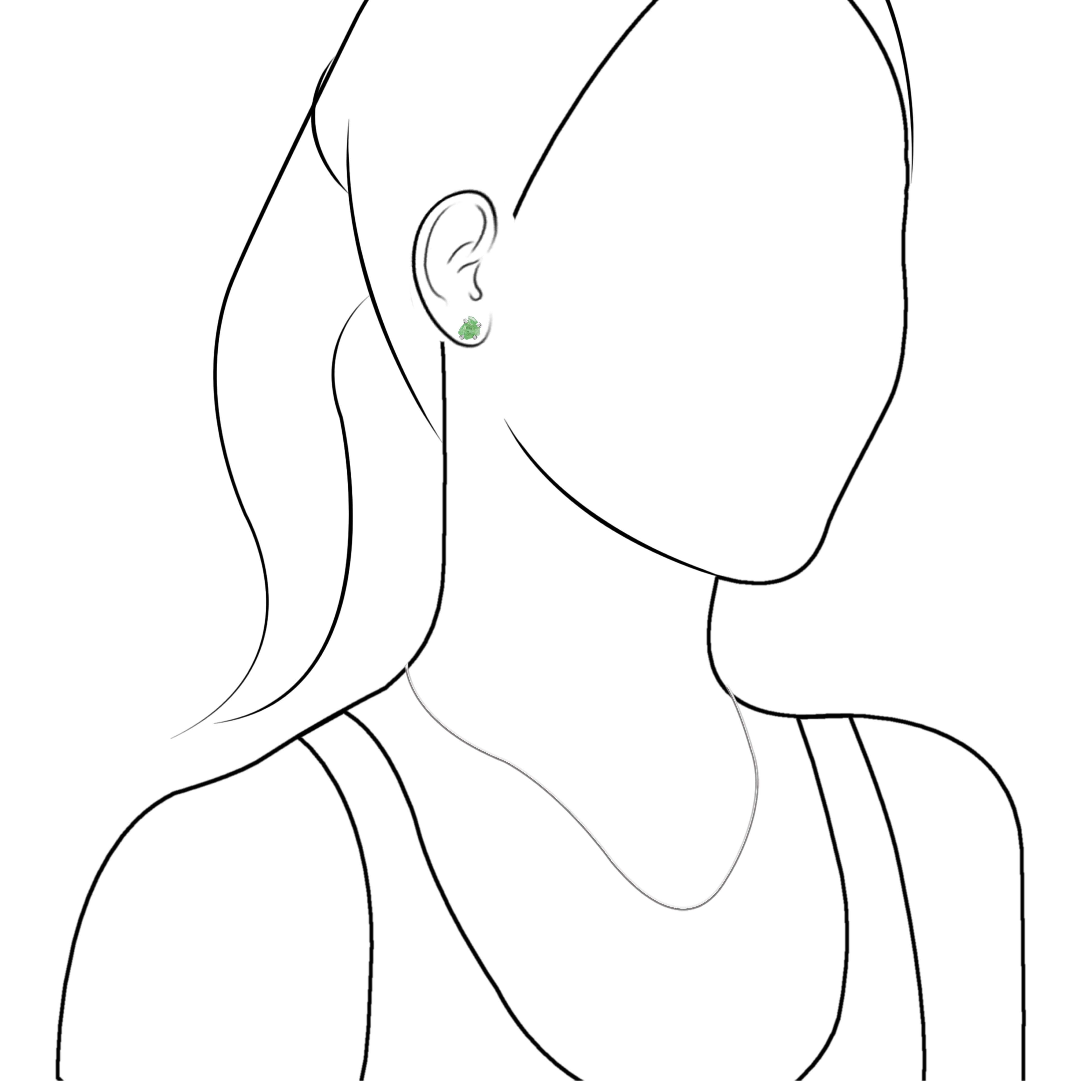 Starborn Green Garnet Tsavorite Rough Post Style Earring in Sterling Silver