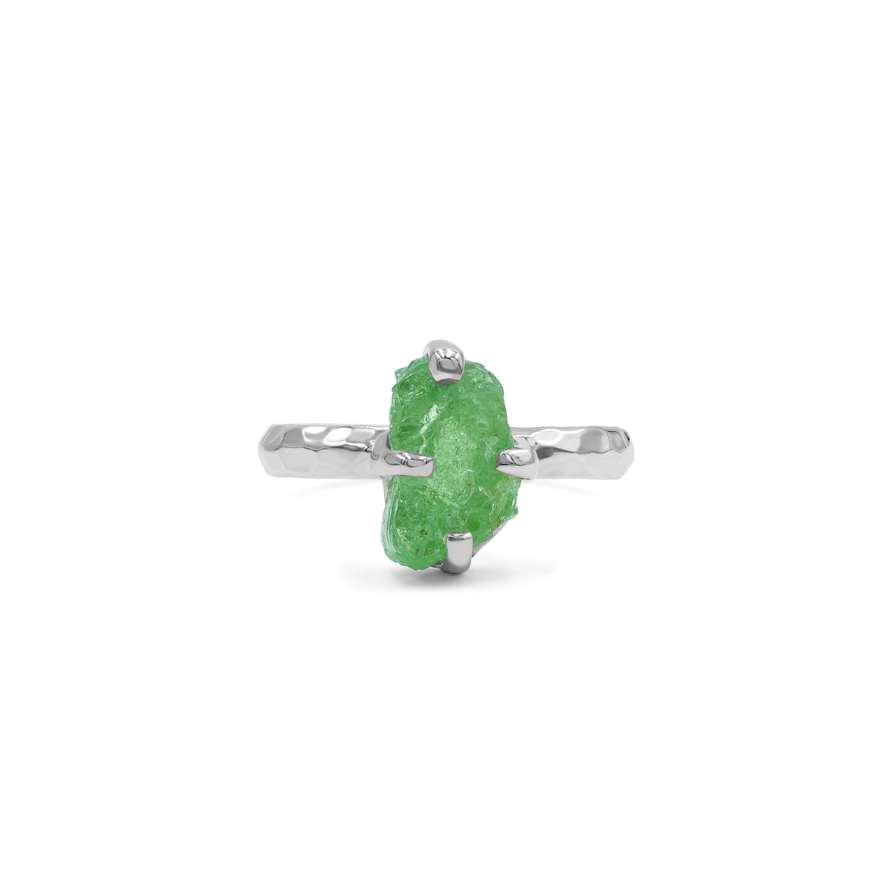 Starborn Green Garnet Tsavorite Prong Set Ring in Sterling Silver