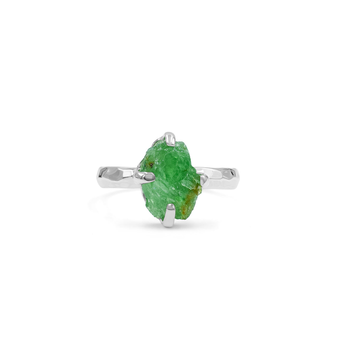 Starborn Green Garnet Tsavorite Prong Set Ring in Sterling Silver