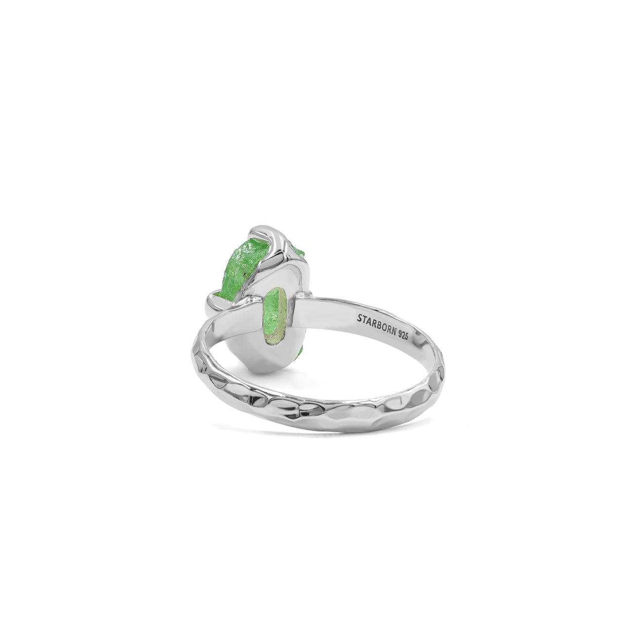 Starborn Green Garnet Tsavorite Prong Set Ring in Sterling Silver