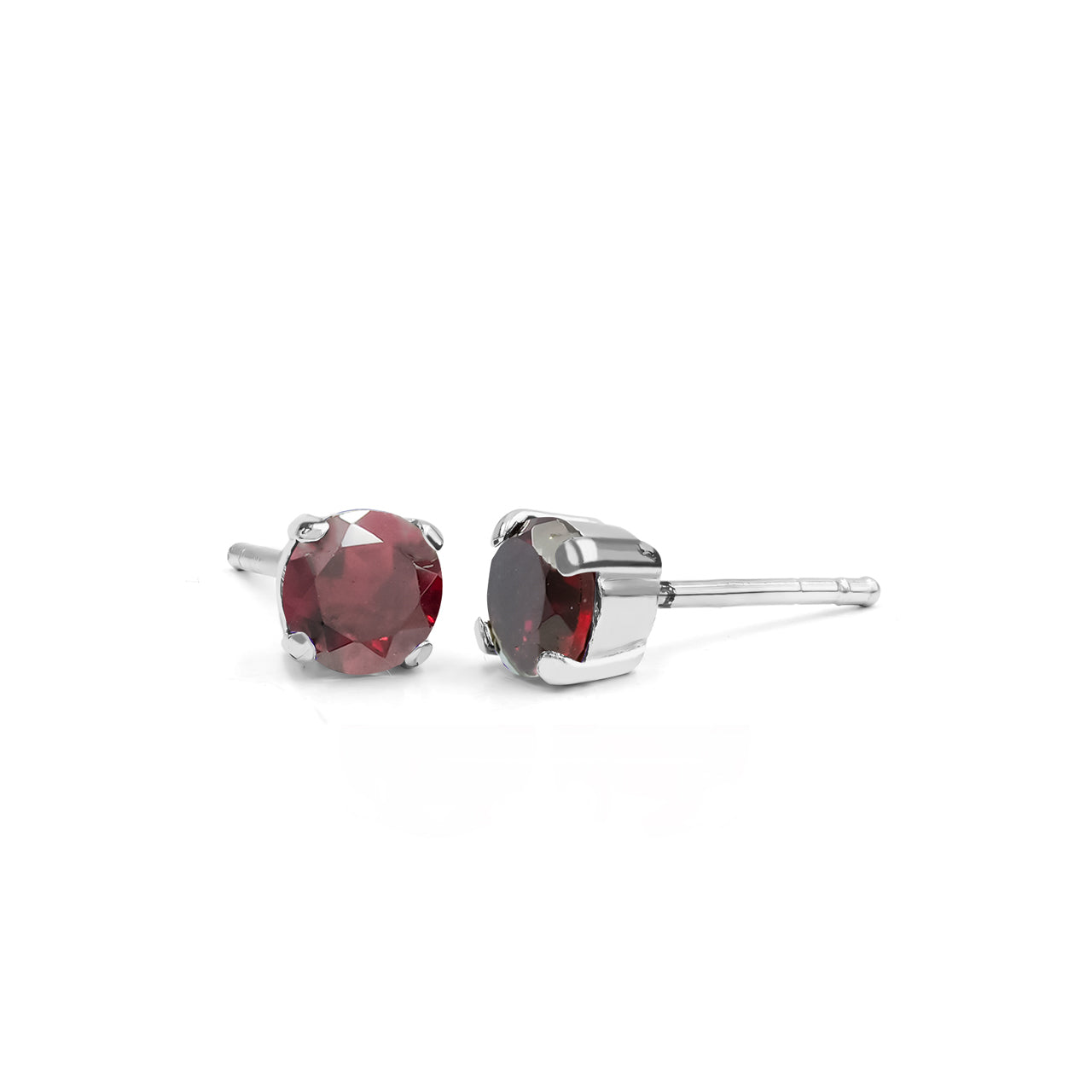 Starborn Faceted Gemstone Round 5 mm Post Earrings in Sterling Silver
