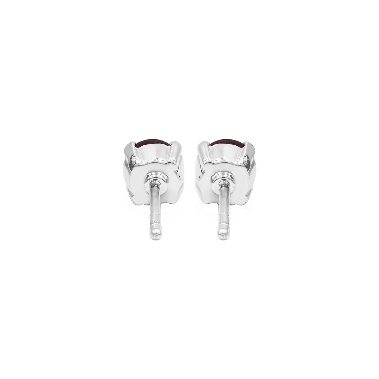 Starborn Garnet Faceted Round Post Earrings in Sterling Silver with Solid Bezel