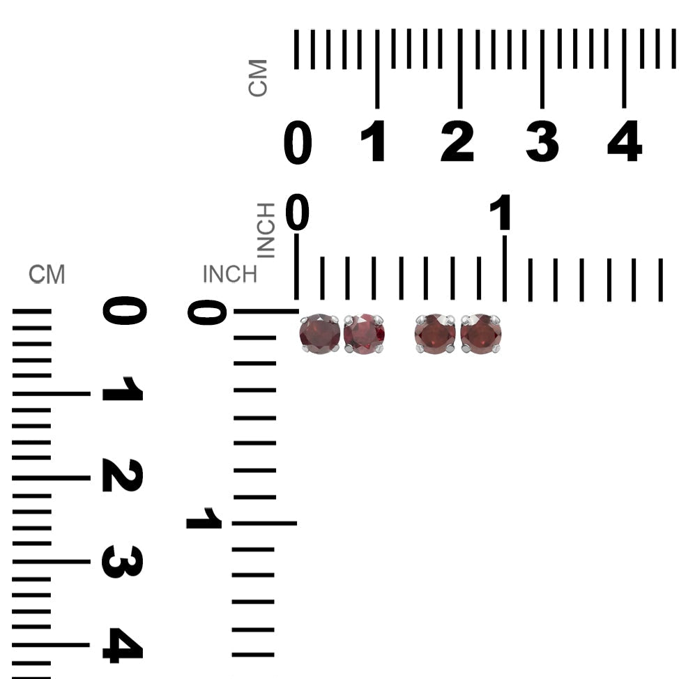 Starborn Garnet Faceted Round Post Earrings in Sterling Silver with Solid Bezel