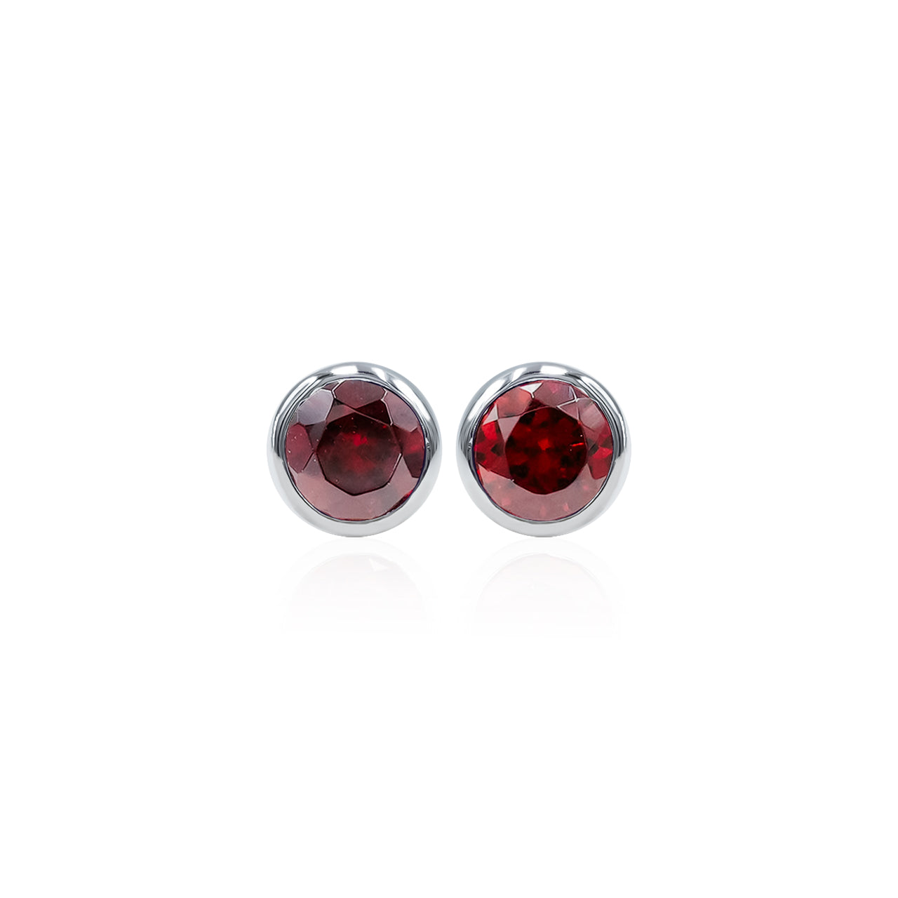 Starborn Round Faceted 4mm Bezel Style Post Earrings in Sterling Silver