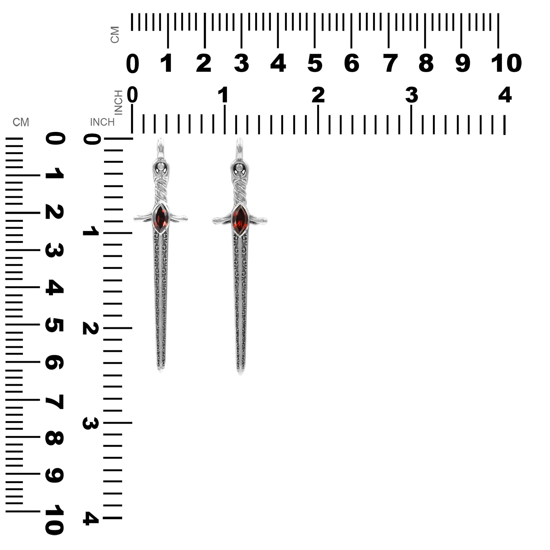 Starborn Garnet Sword Pendant in Sterling Silver