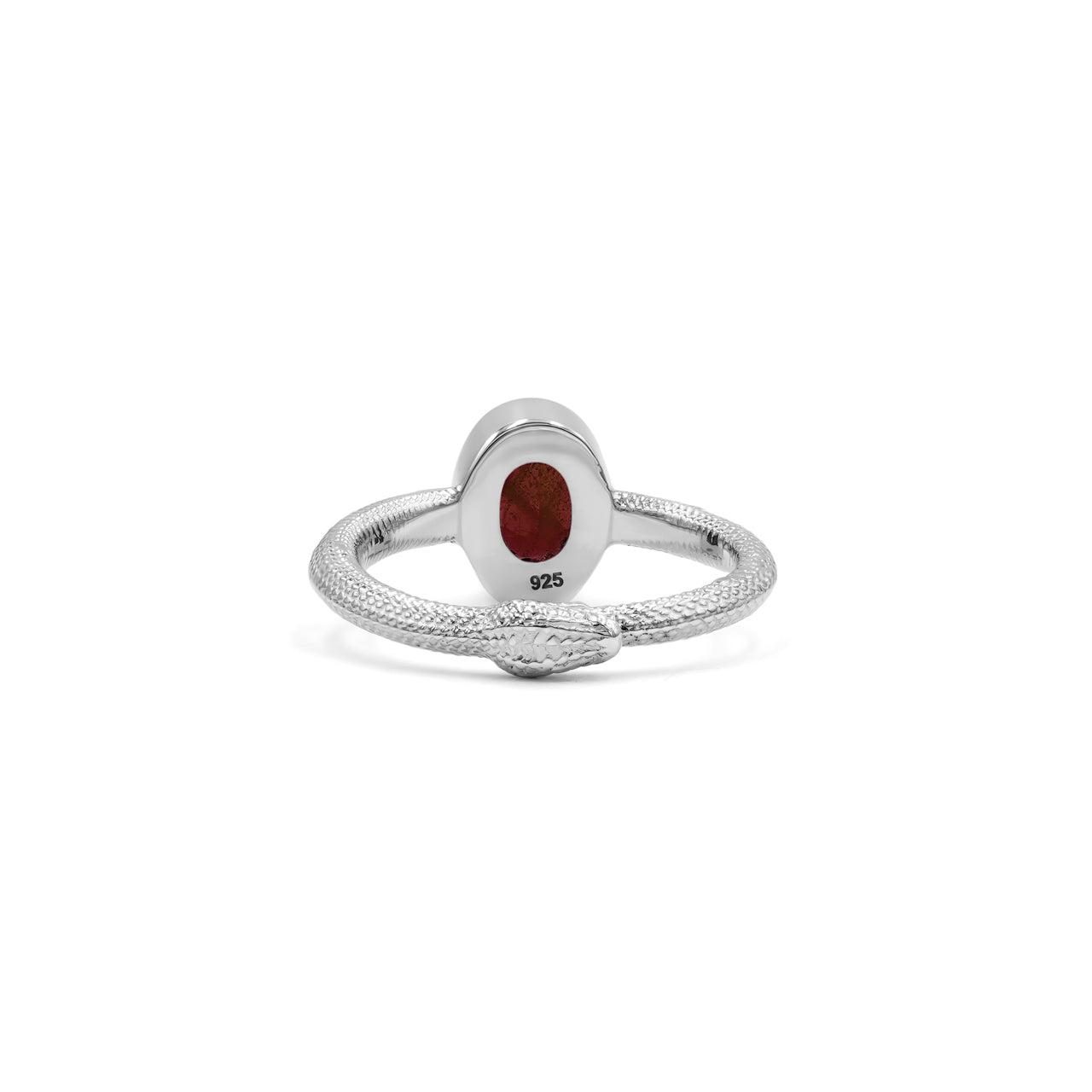 Starborn Ouroboros Ring with Faceted Garnet in Sterling Silver