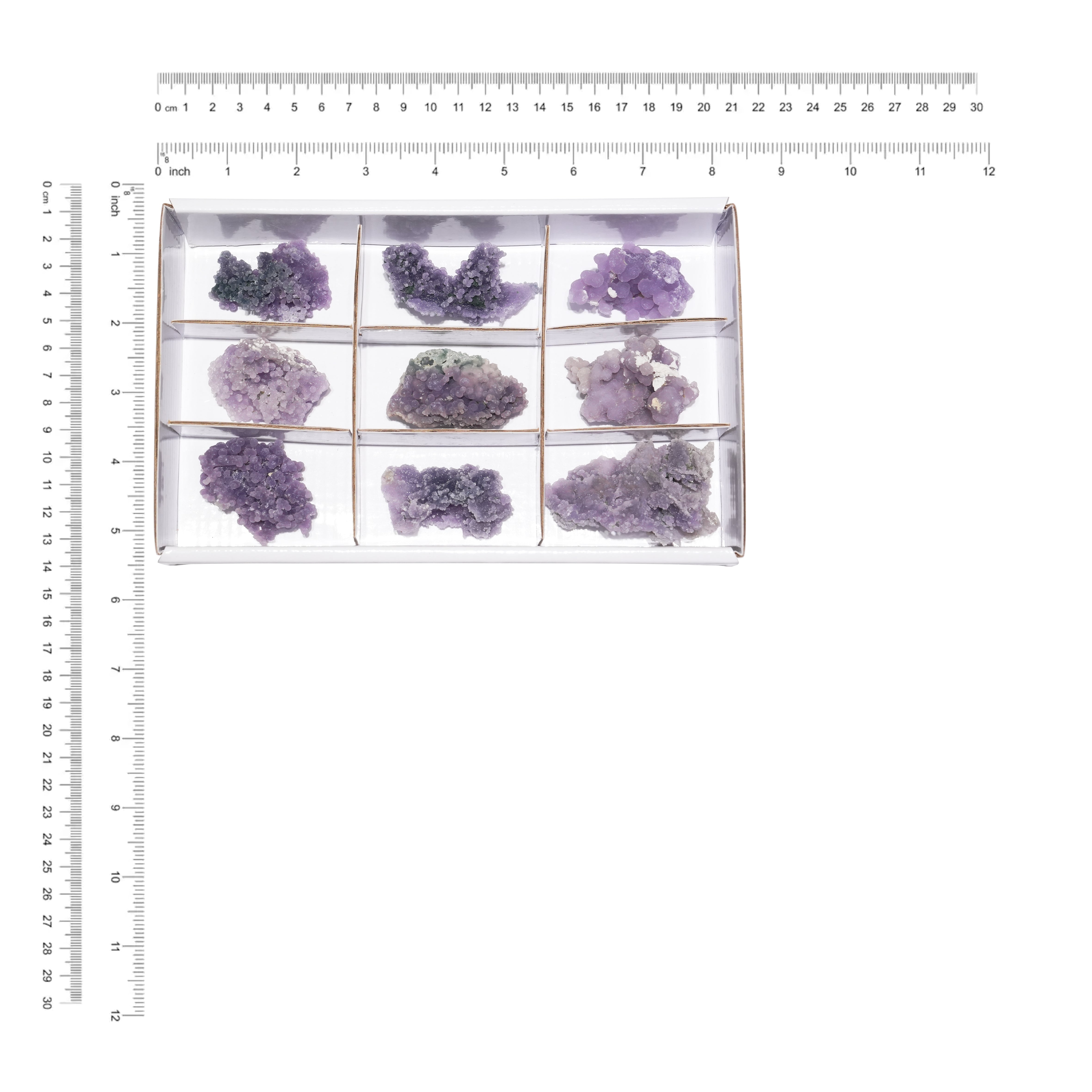 Calcedonia de uva Starborn en bruto, ejemplares planos de 200 g - 9 pzas