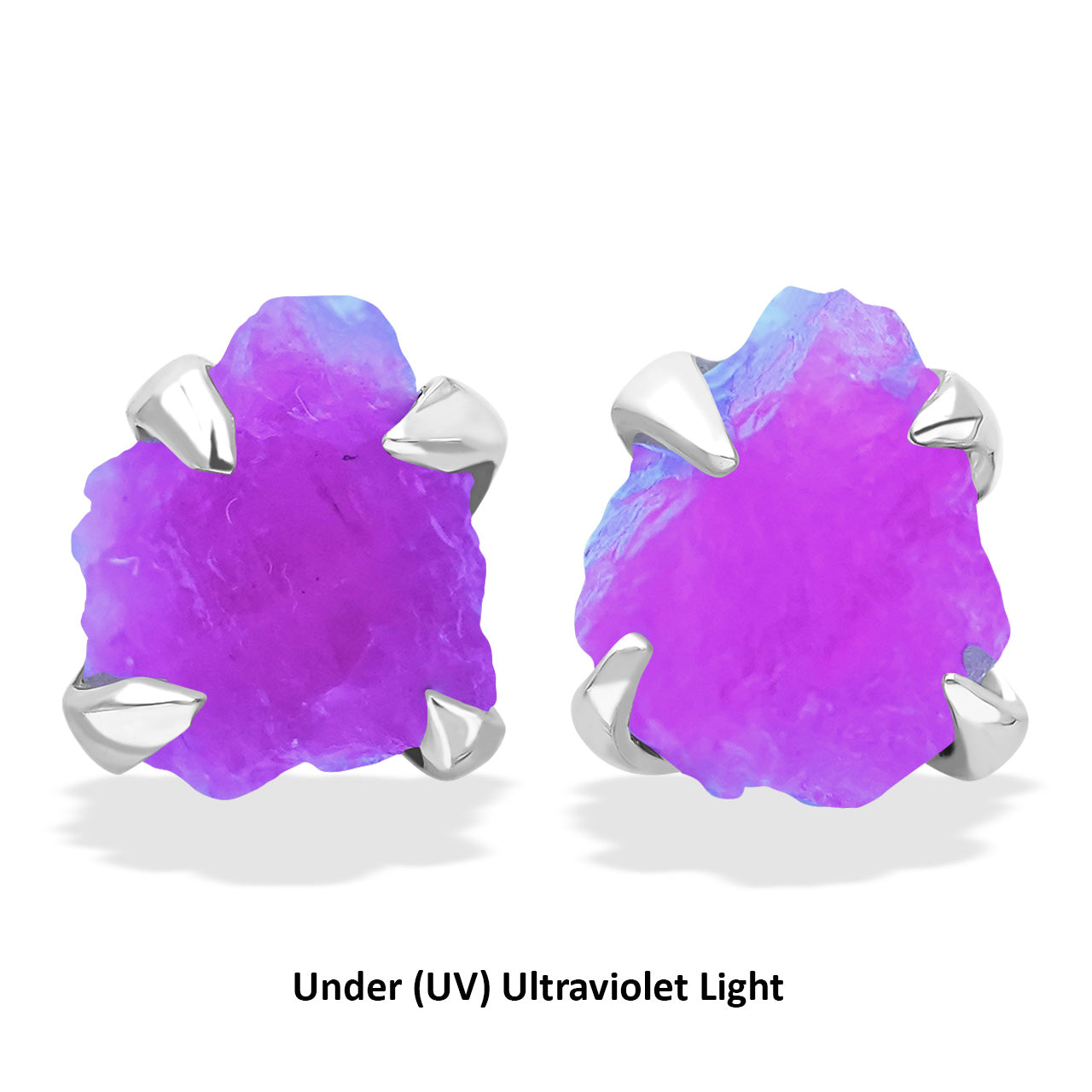 Starborn Fluorescent Hackmanite Prong Set Post Earrings in Sterling Silver