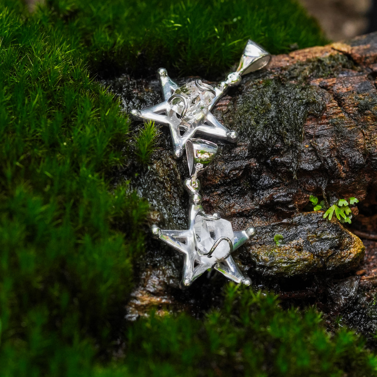 Colgante de estrella de diamantes Herkimer de Starborn en plata de ley