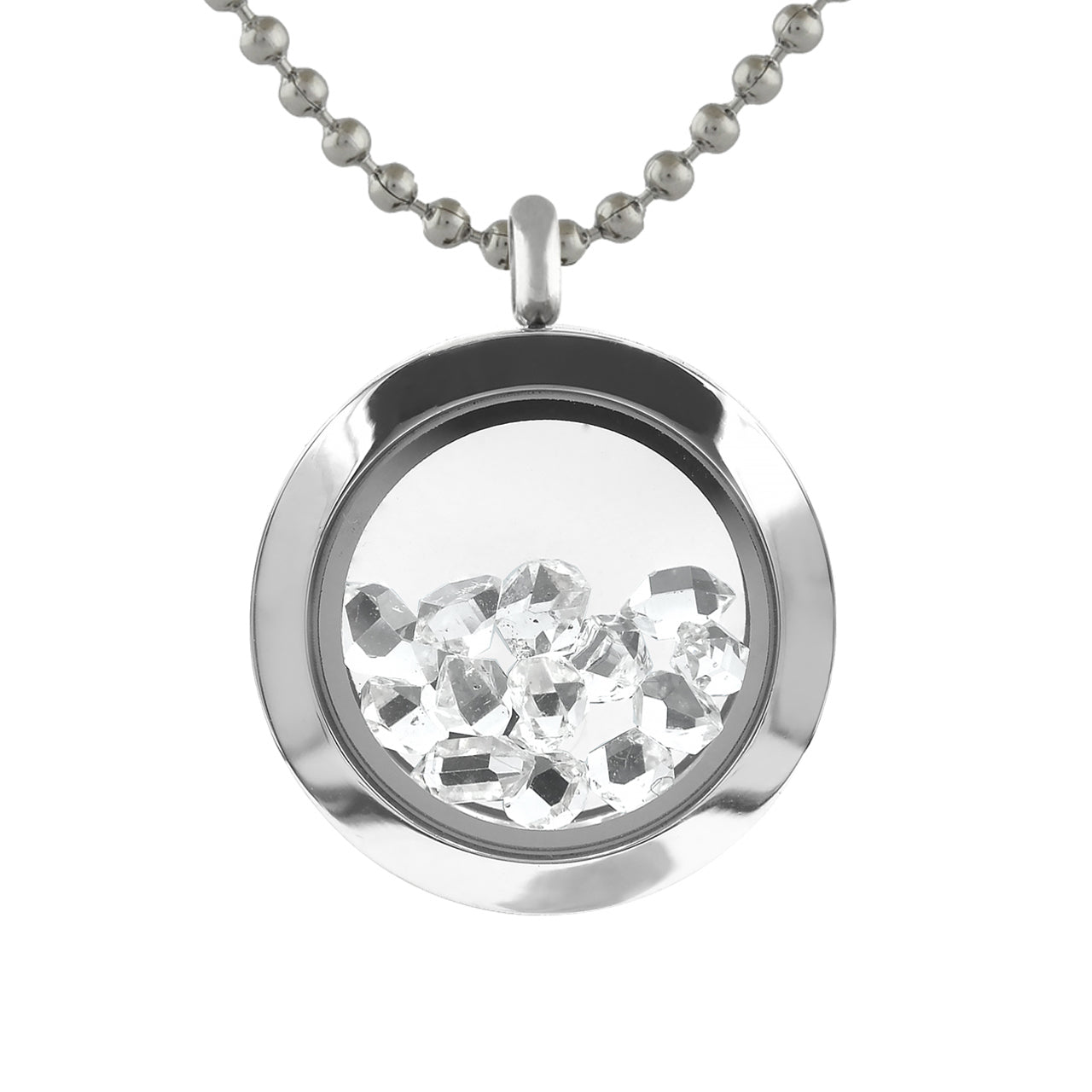 Starborn Herkimer Diamond Quartz Window Pendant Necklace in Stainless Steel