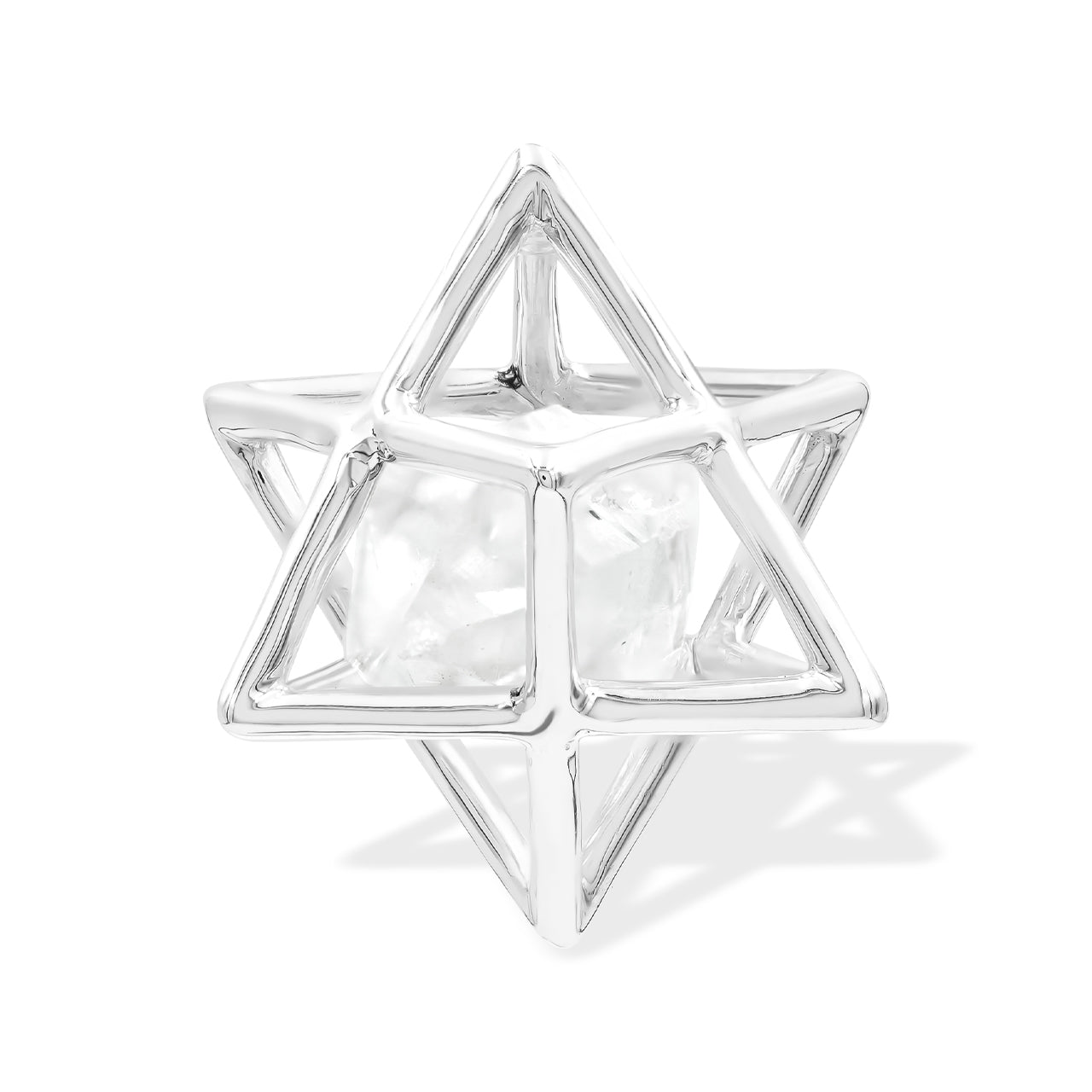 Merkabah Großer Käfig-Anhänger mit Kristall-Edelsteinen aus Sterlingsilber