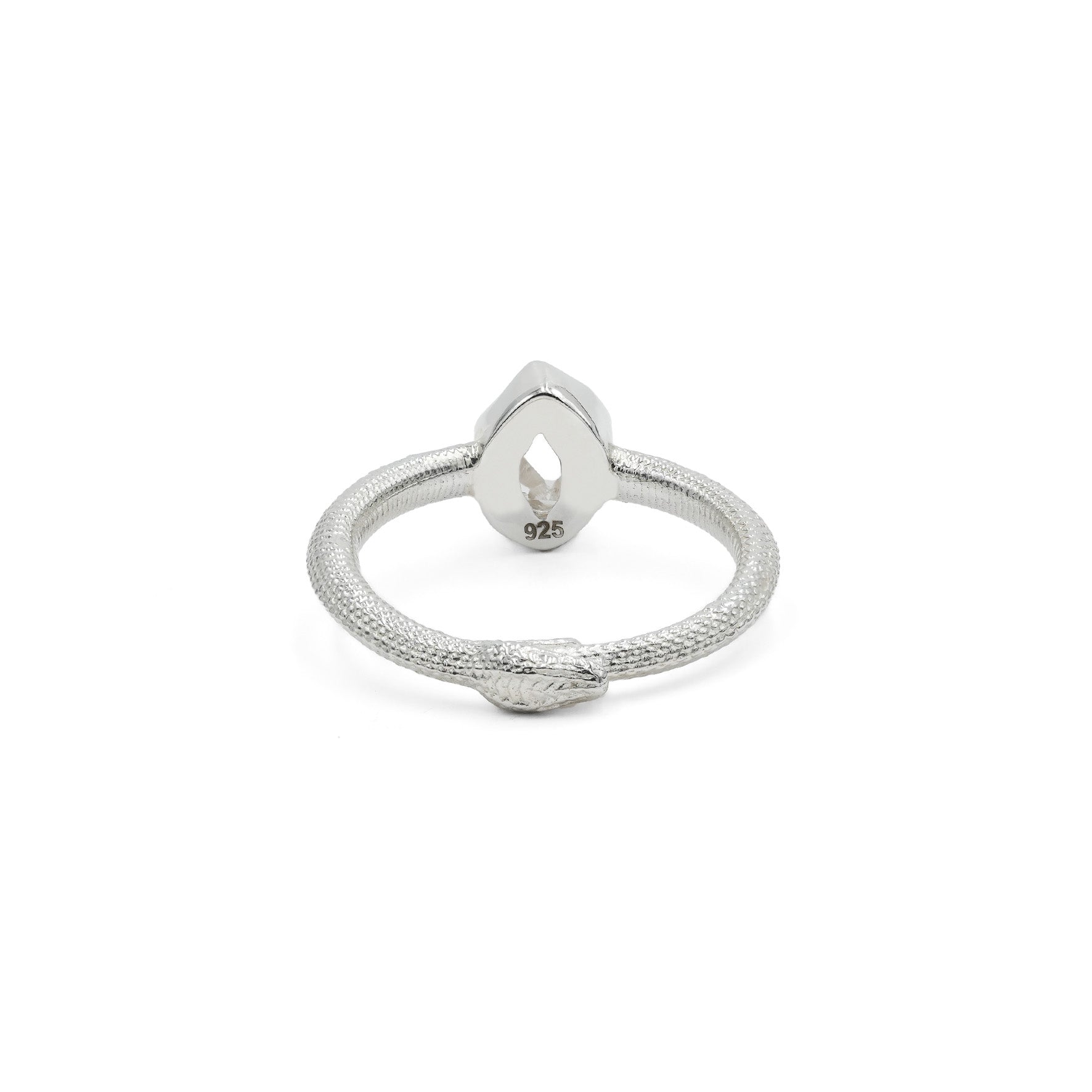 Starborn Ouroboros Ring with Faceted Herkimer Diamond Quartz Crystal in Sterling Silver