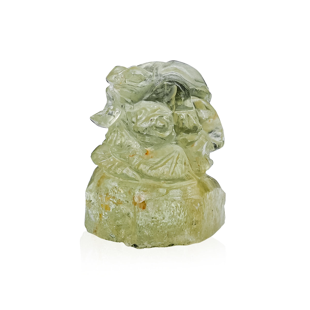 Carved Heliodor Piggyback Frog Carving
