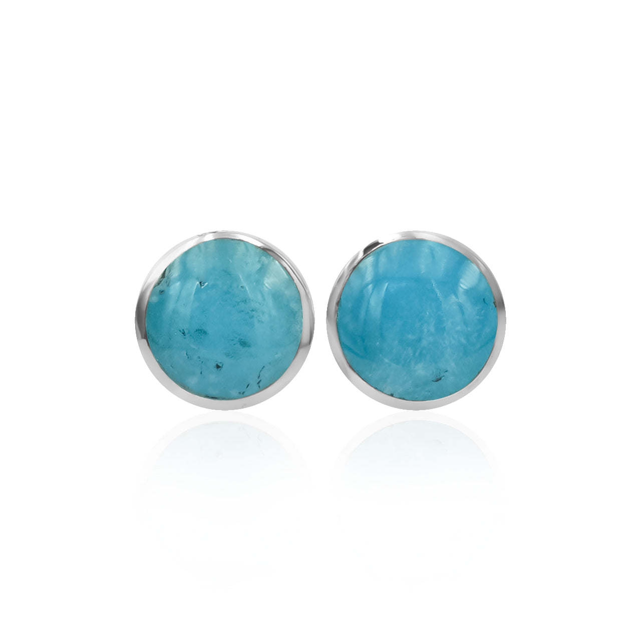 Starborn Hemimorphite Round 6mm Post Earrings in Sterling Silver