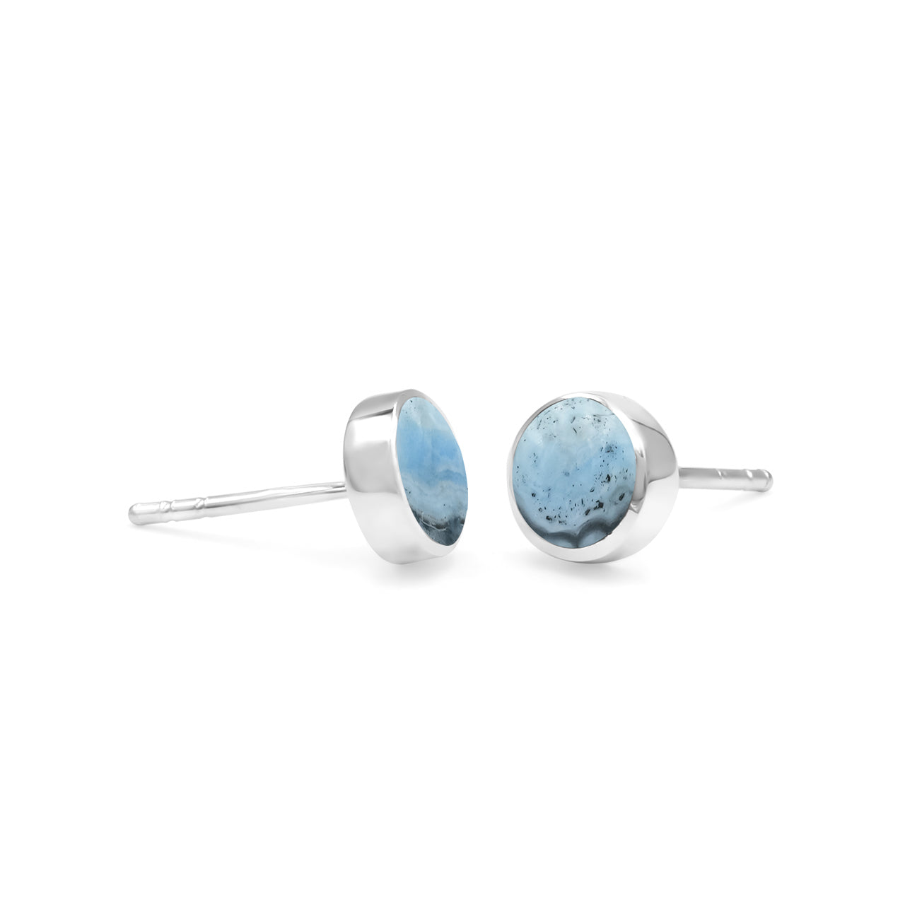 Starborn Hemimorphite Round 6mm Post Earrings in Sterling Silver