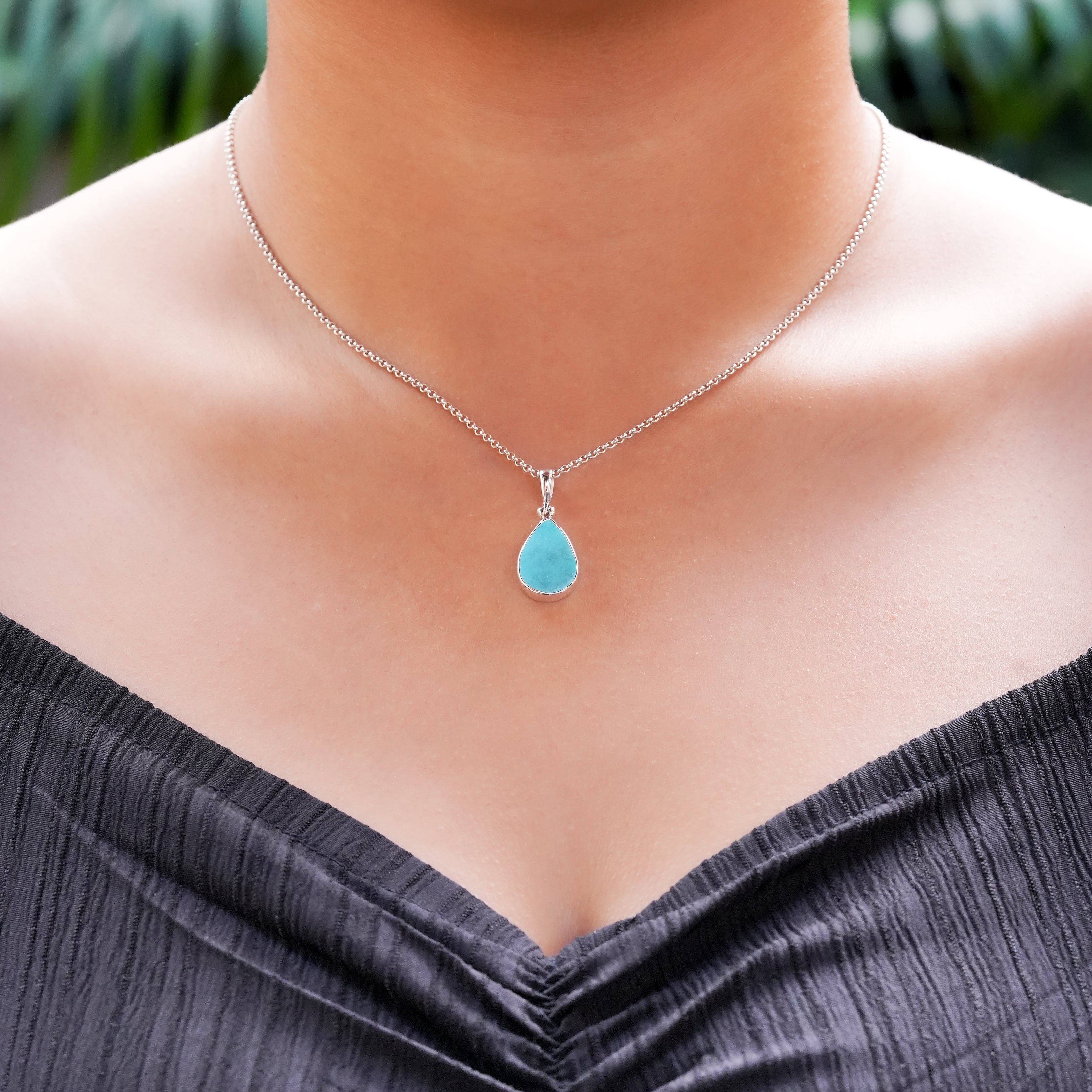 Starborn Hemimorphite Drusy Pear Shaped Pendant