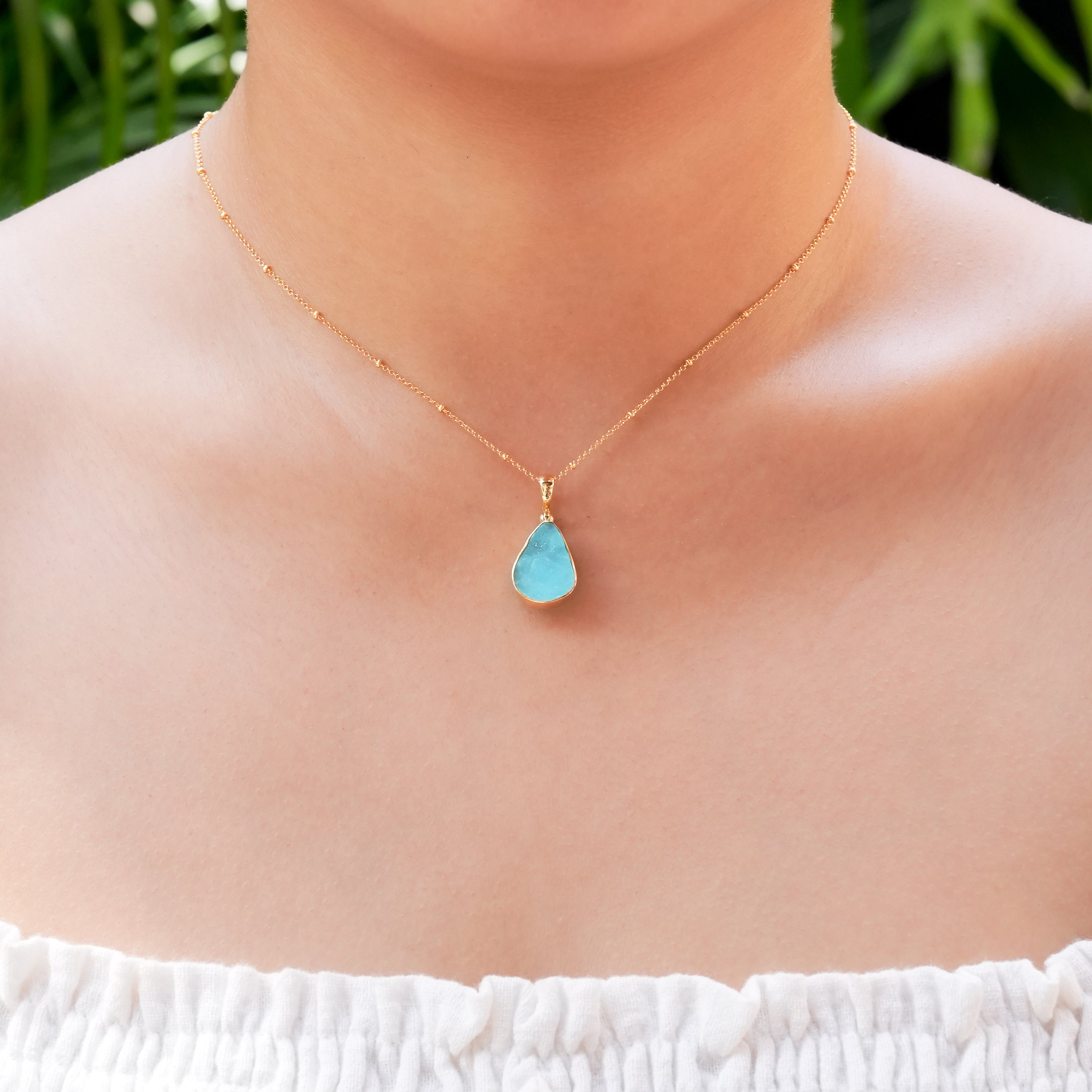 Starborn Hemimorphite Drusy Pear Shaped Pendant