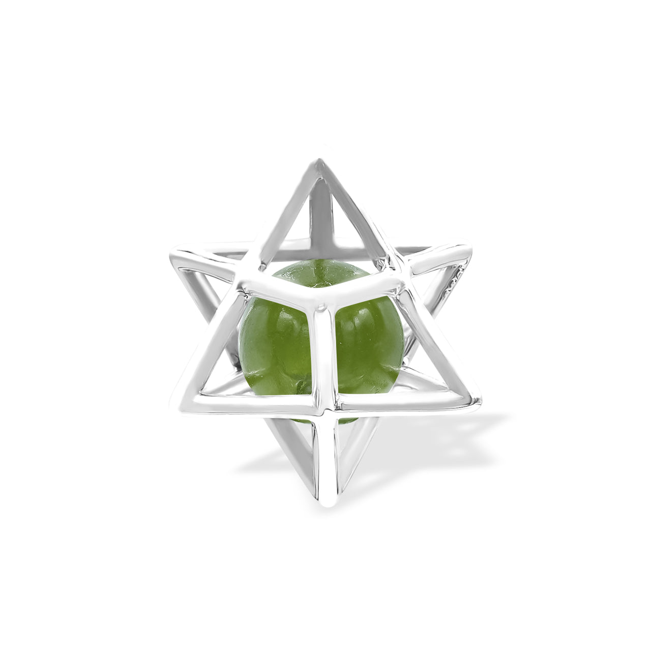 Colgante con esfera de piedras preciosas de jaula mediana Merkabah de Starborn en plata de ley