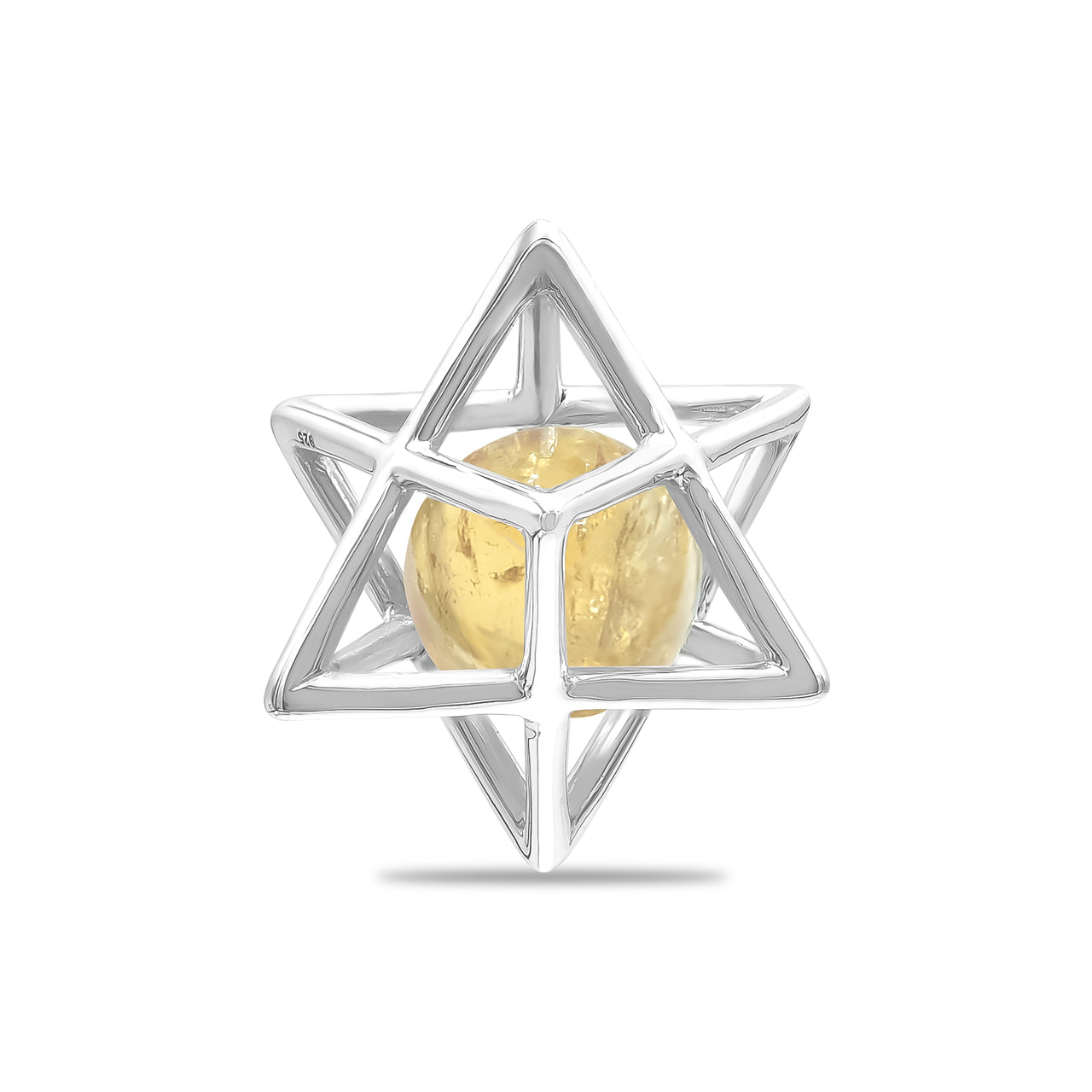 Colgante con esfera de piedras preciosas de jaula mediana Merkabah de Starborn en plata de ley