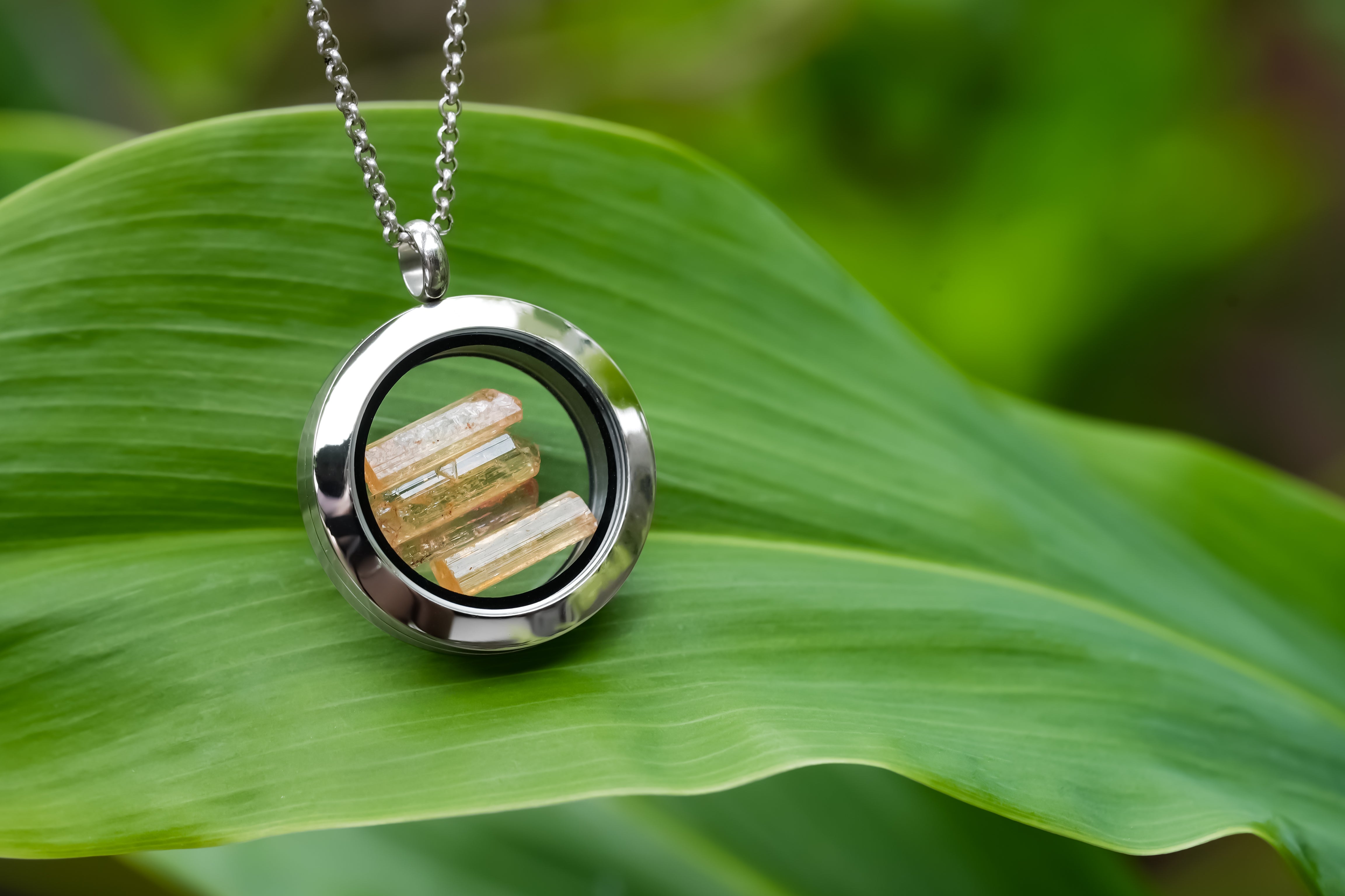 Starborn Imperial Topaz Window Pendant Necklace in Stainless Steel