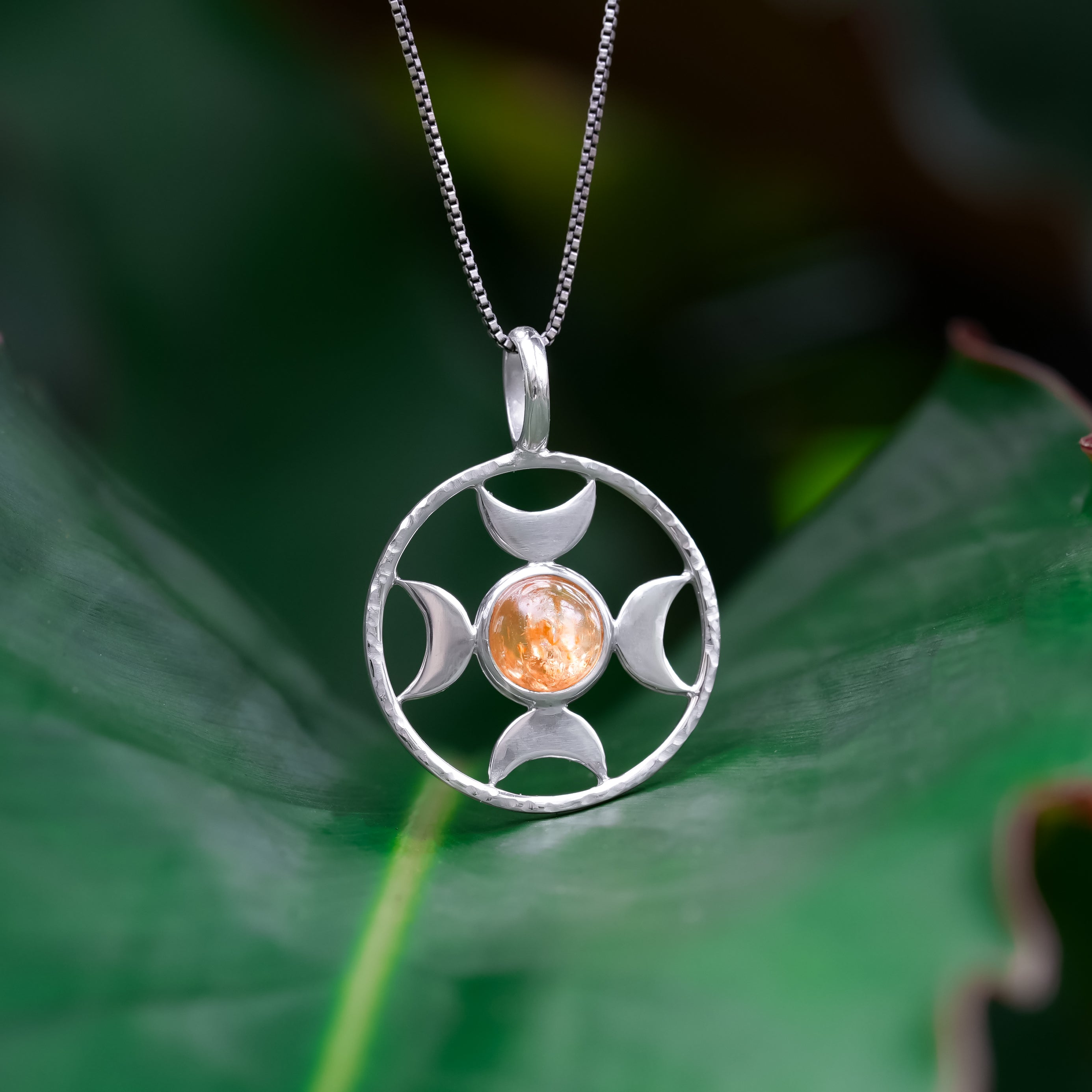 Starborn Directional Crescent Moon Sphere Pendant in Sterling Silver - Small