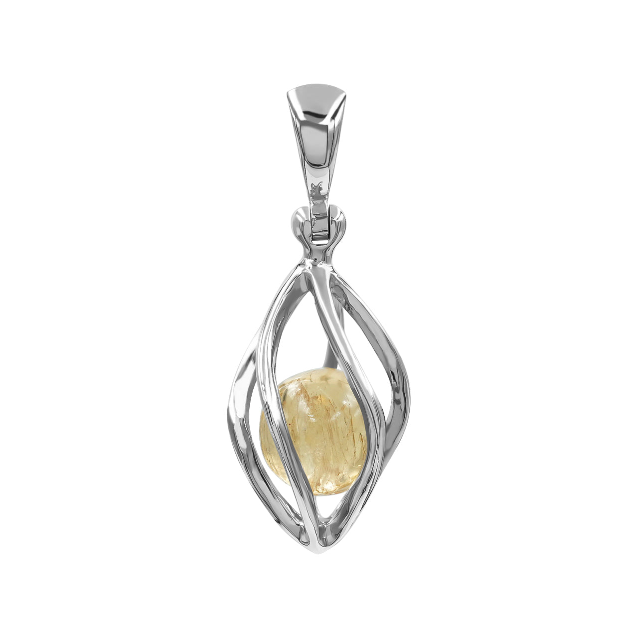 Starborn Imperial Topaz Sphere Spiral Caged Pendant in Sterling Silver
