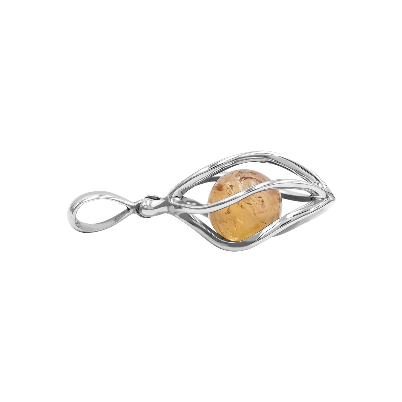 Starborn Imperial Topaz Sphere Spiral Caged Pendant in Sterling Silver