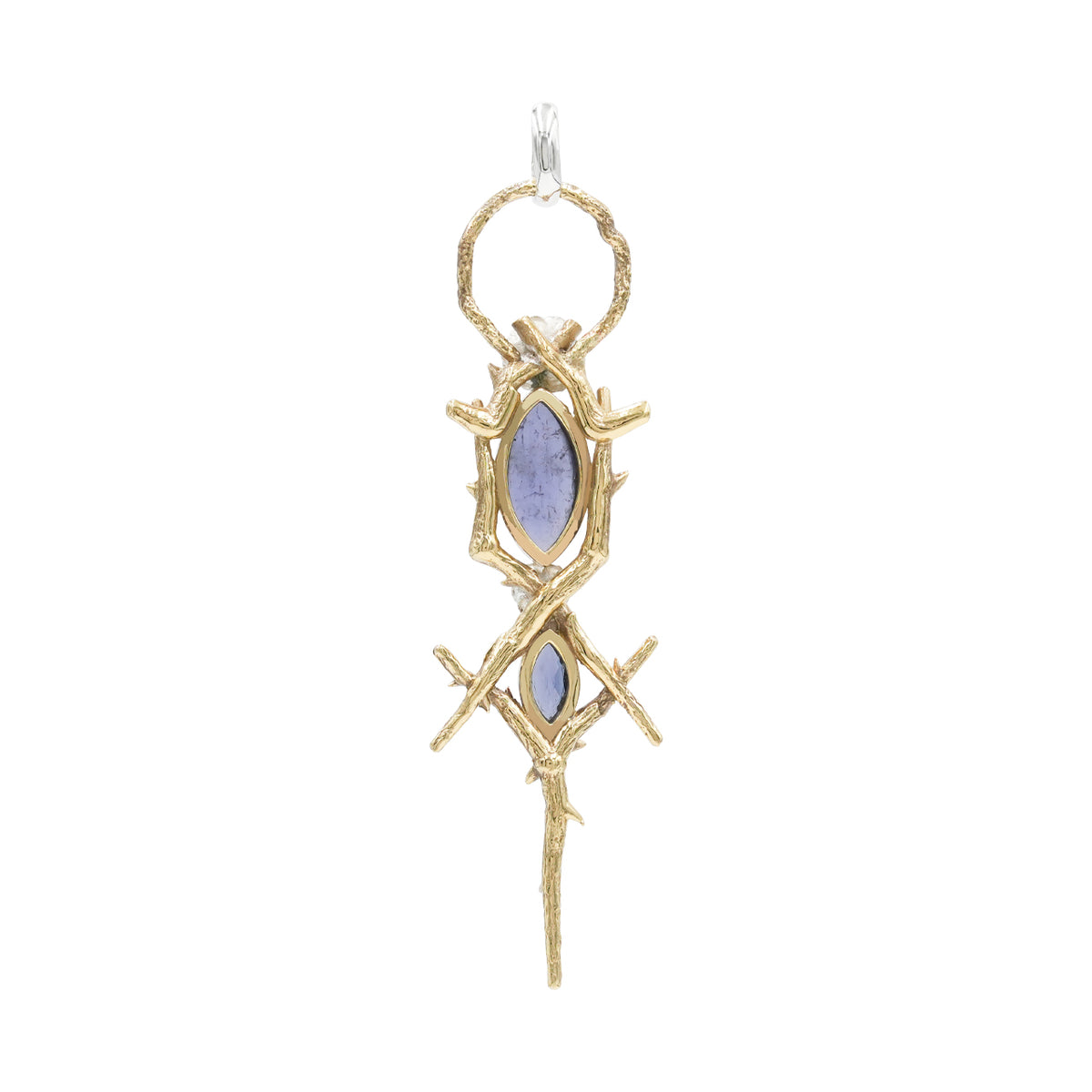Starborn Thorn and Rose Pendant with Iolite in Nordic Gold & Sterling Silver