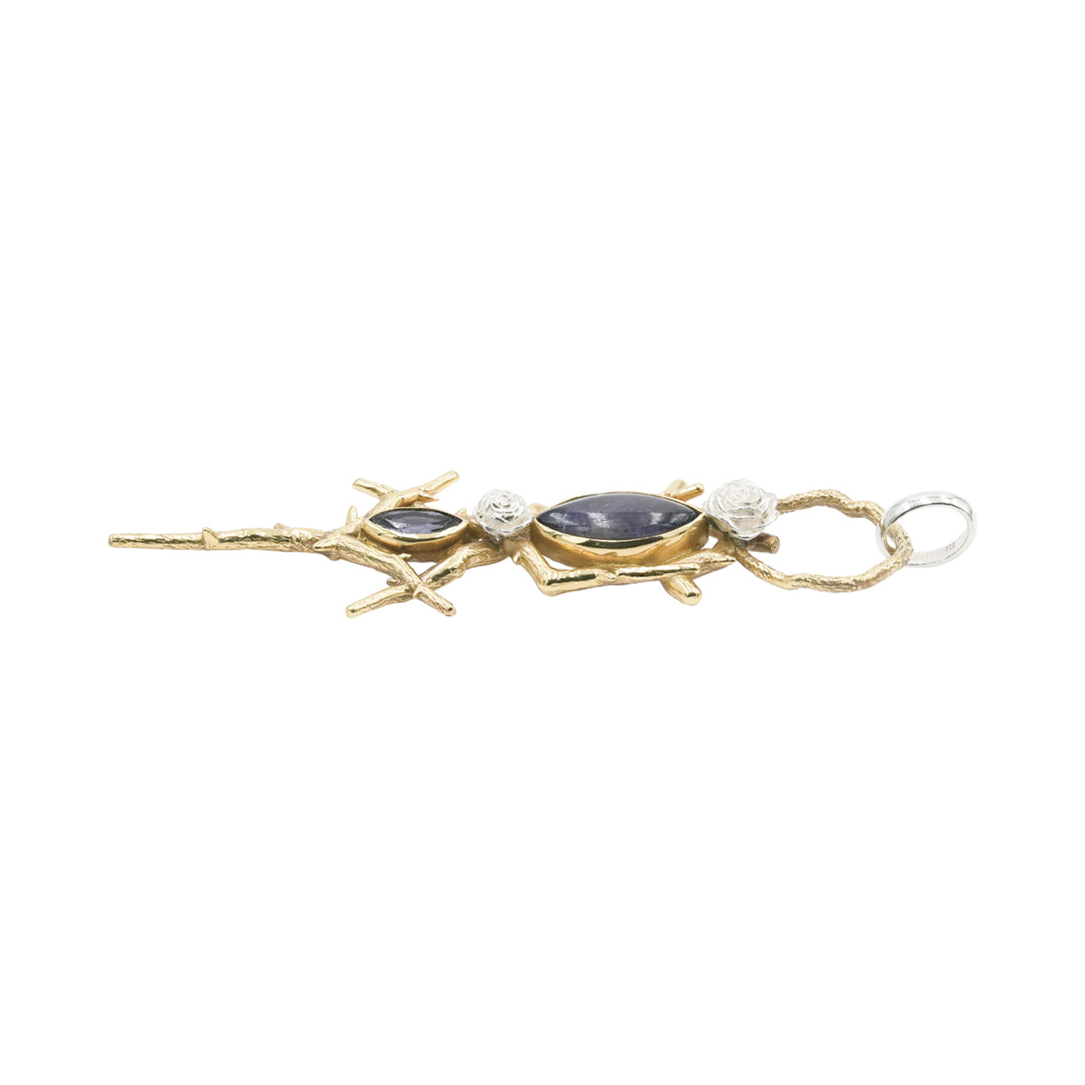 Starborn Thorn and Rose Pendant with Iolite in Nordic Gold & Sterling Silver