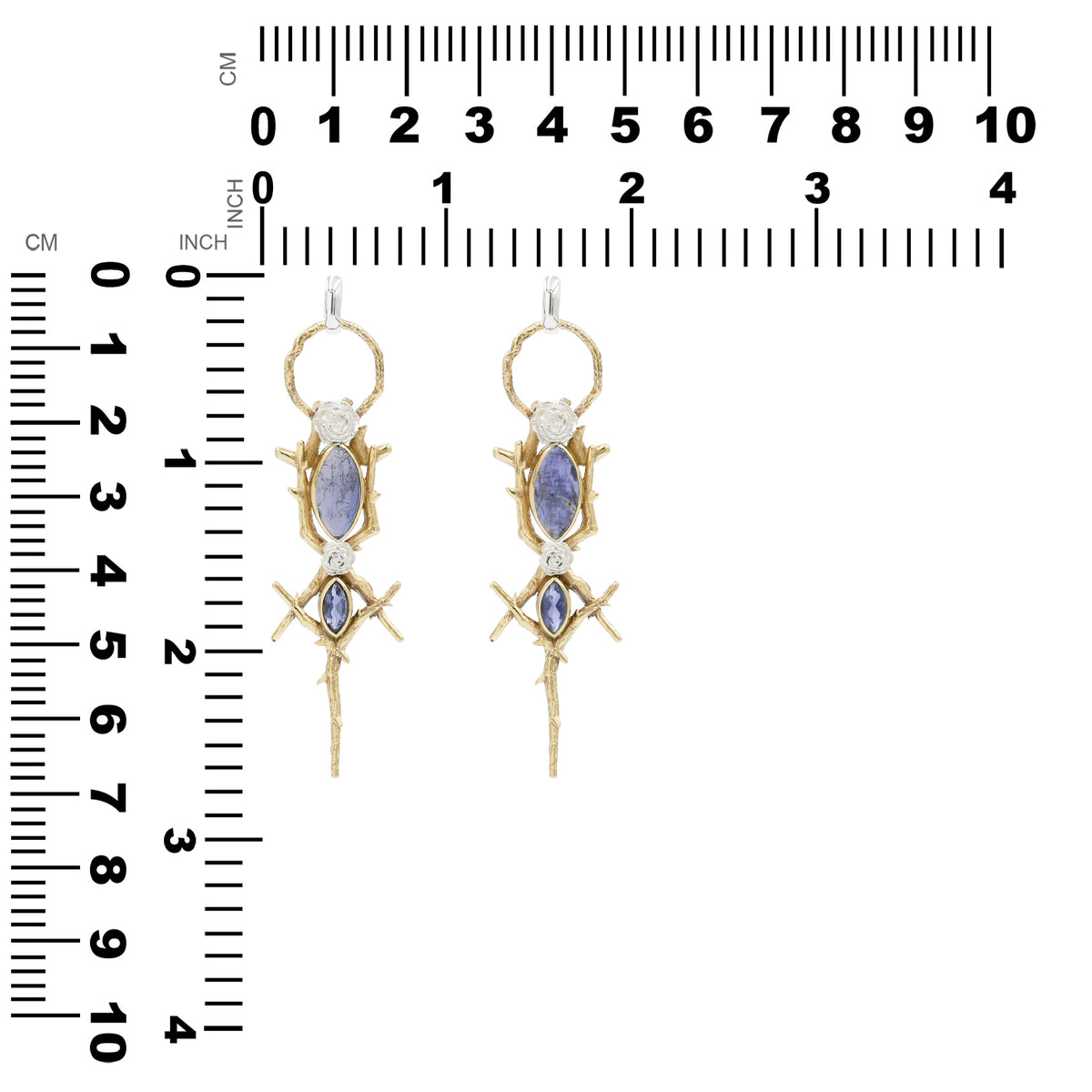 Starborn Thorn and Rose Pendant with Iolite in Nordic Gold & Sterling Silver