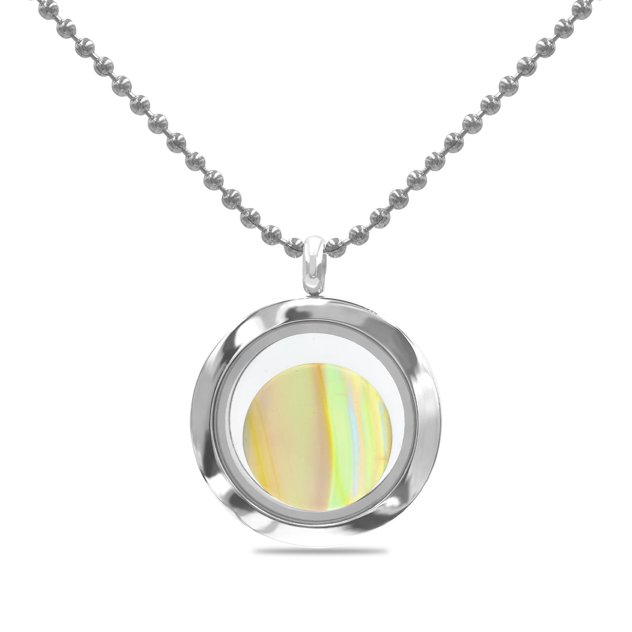 Starborn Gemstone Window Pendant Necklace in Stainless Steel