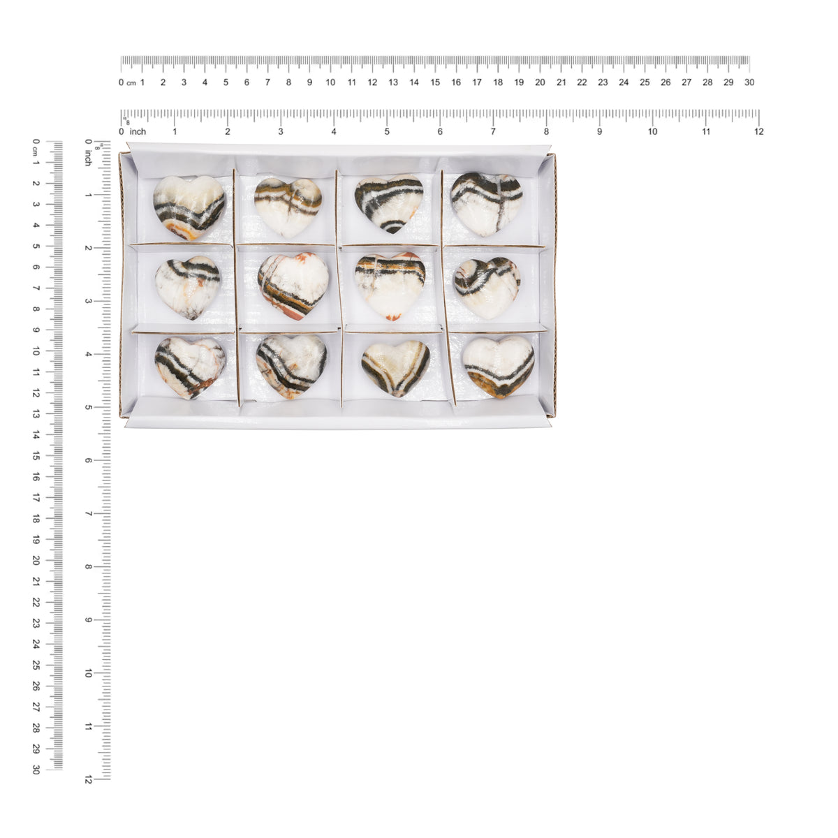 Starborn Indonesian Tiger Calcite Heart Stone Flat 200 grams - 12 Pieces