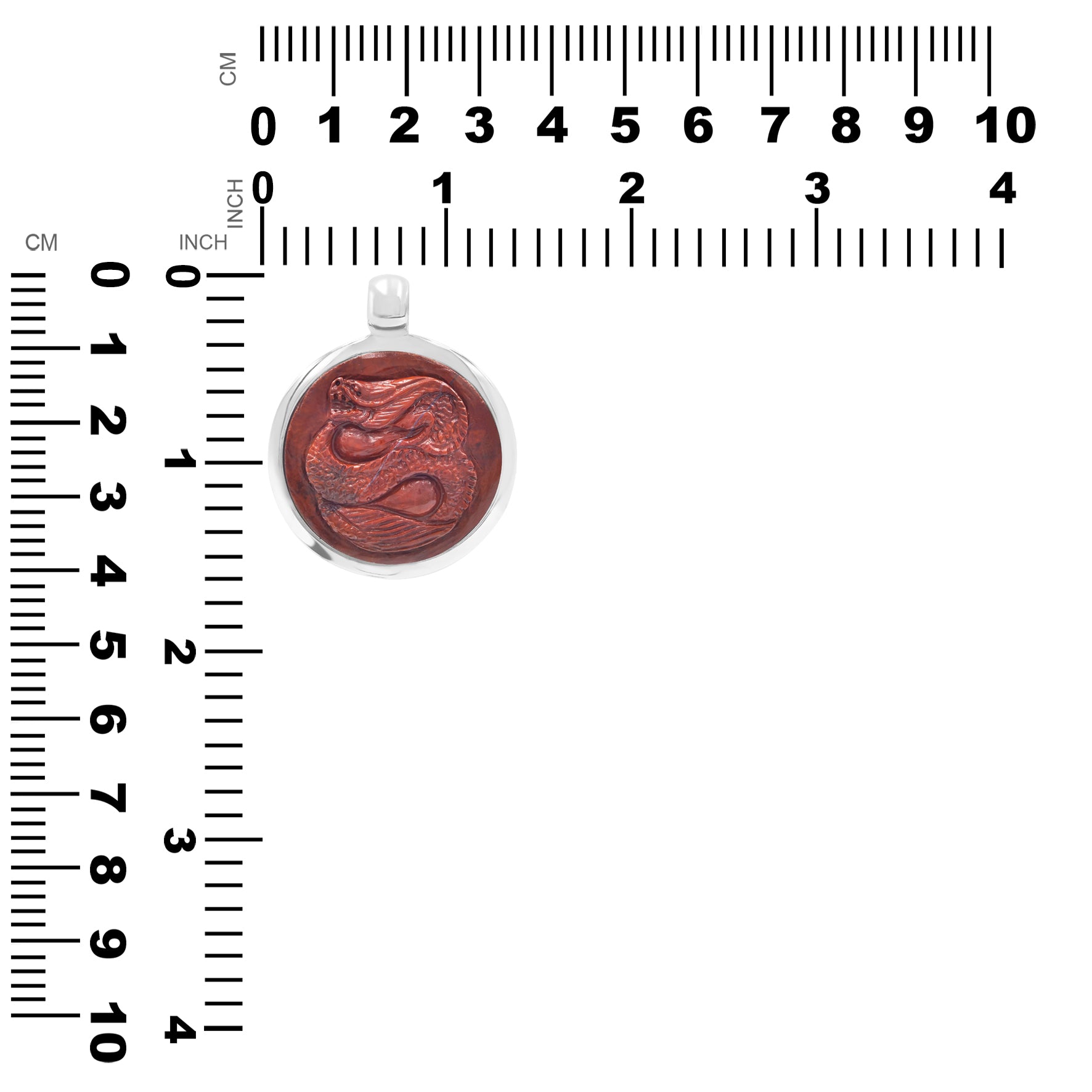 Starborn Jasper Carved Dragon 1.65" Medallion Style Pendant in Sterling Silver