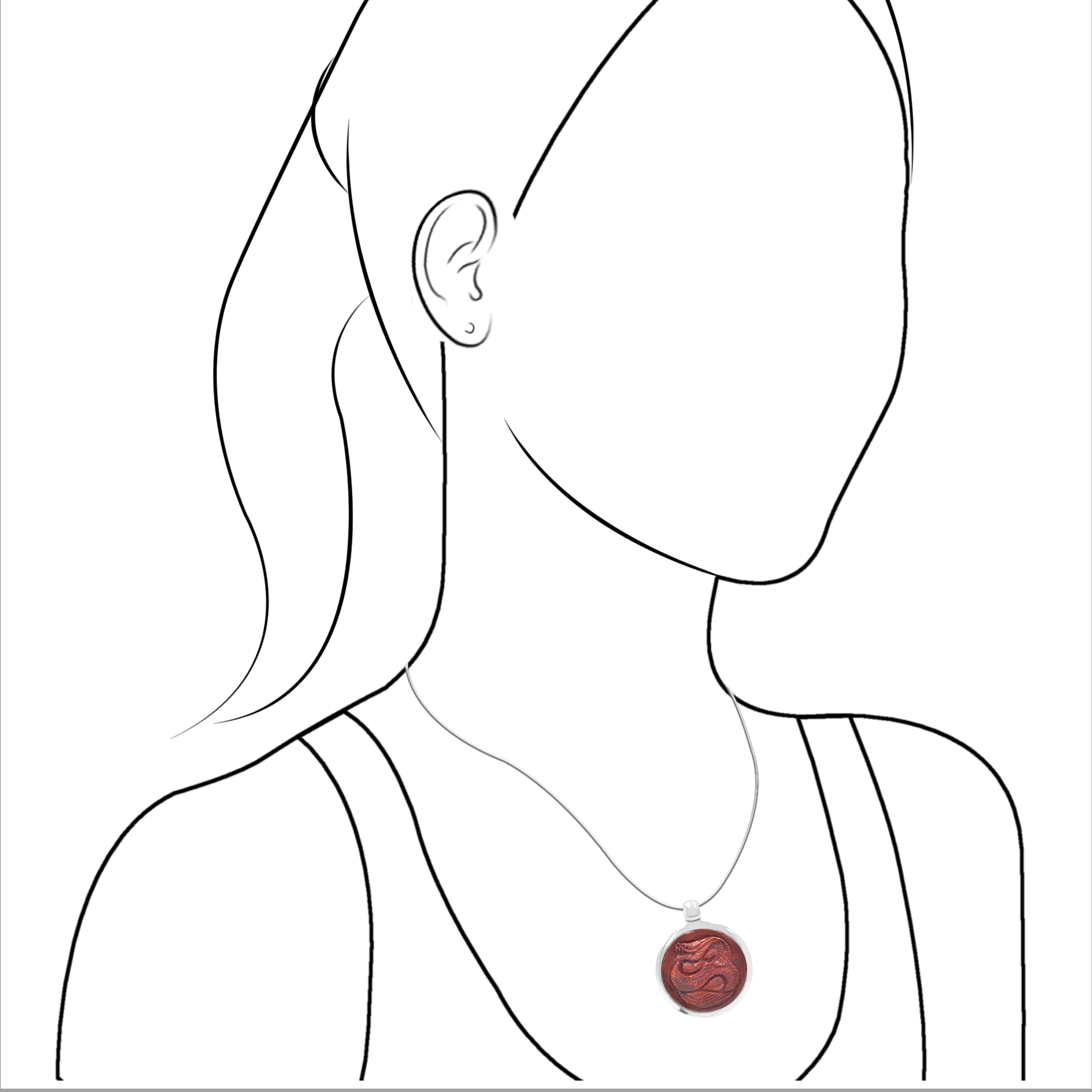 Starborn Jasper Carved Dragon 1.65" Medallion Style Pendant in Sterling Silver