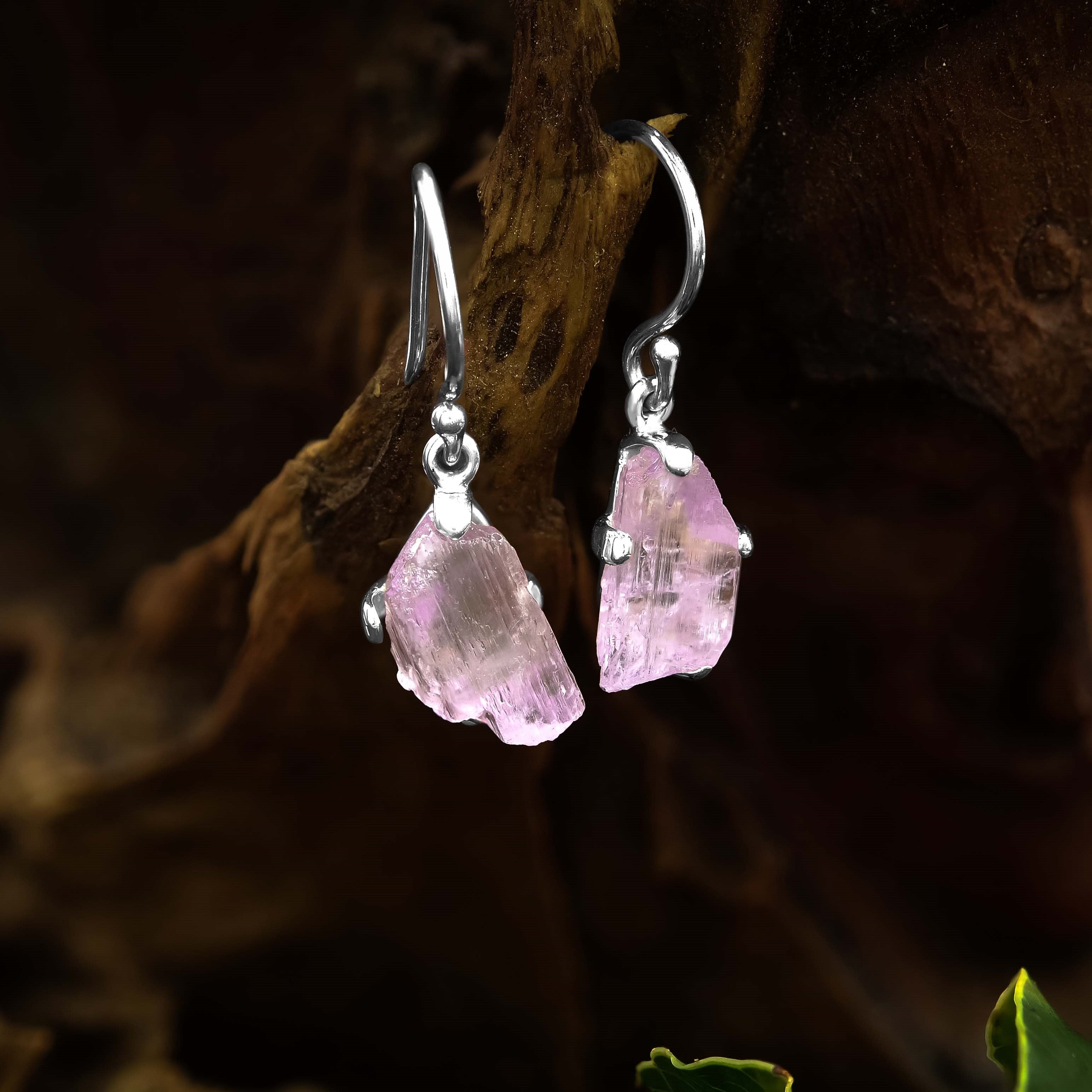 Starborn Kunzite Crystal Drop Earrings in Sterling Silver