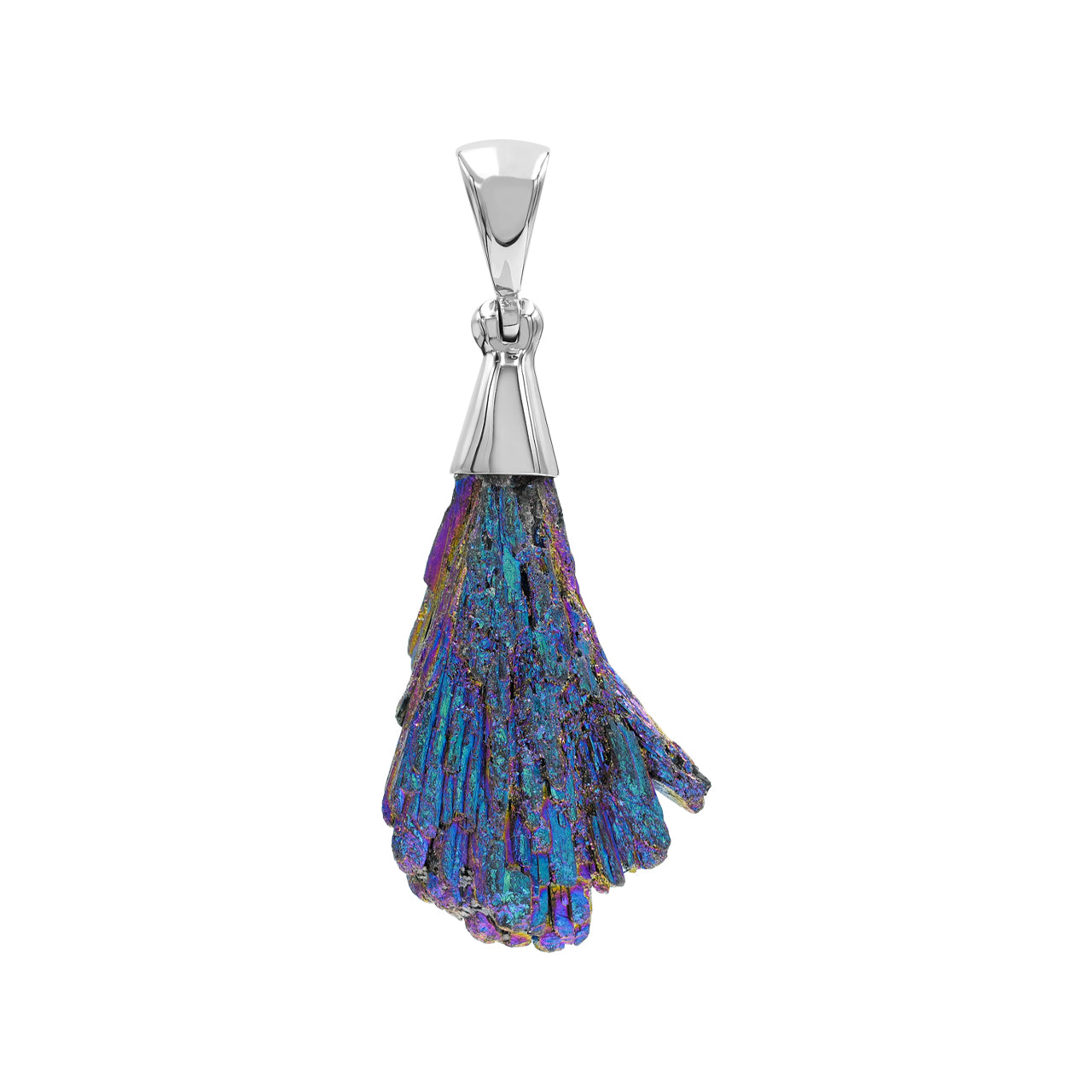 Starborn Rainbow Aura Kyanite Crystal Chop Pendant in Sterling Silver